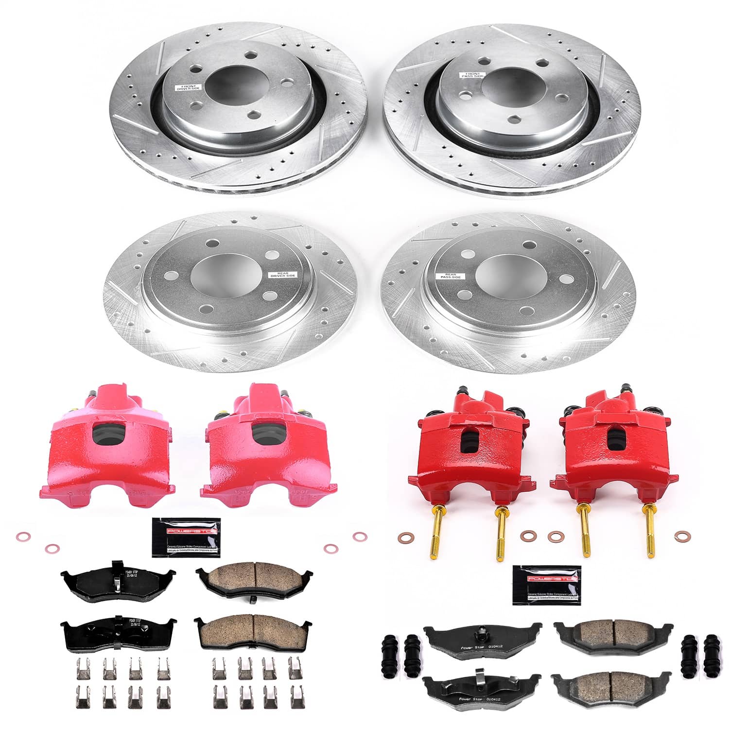 Power Stop - KC6178 - Front and Rear - Disc Brake Pad/Caliper and Rotor Kit