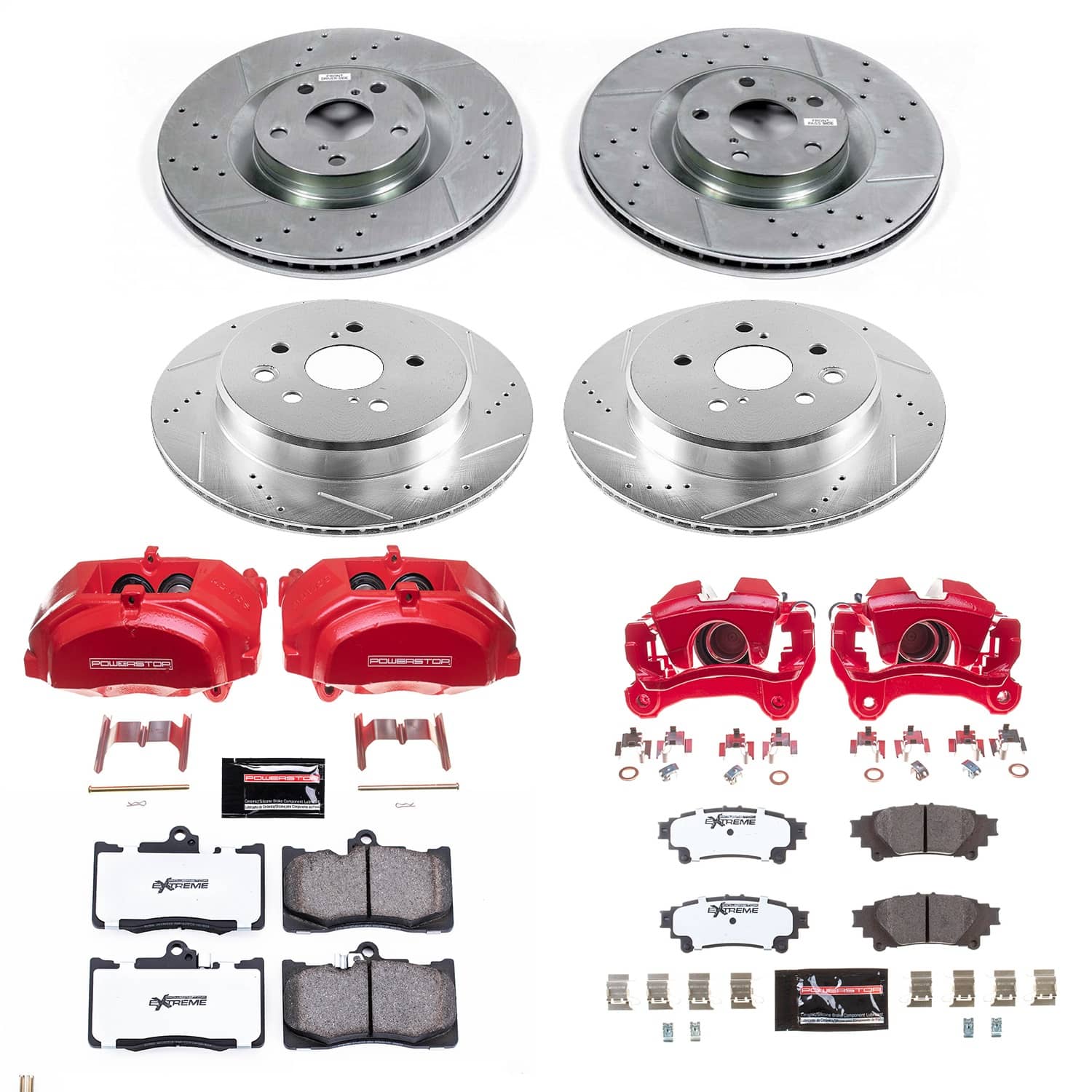 Power Stop - KC6513-26 - Front and Rear - Disc Brake Pad/Caliper and Rotor Kit