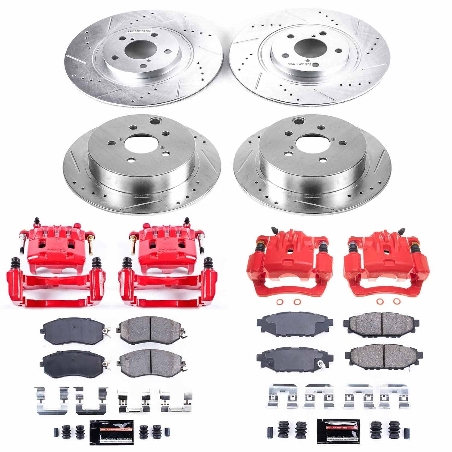 Power Stop - KC6762 - Front and Rear - Disc Brake Pad/Caliper and Rotor Kit