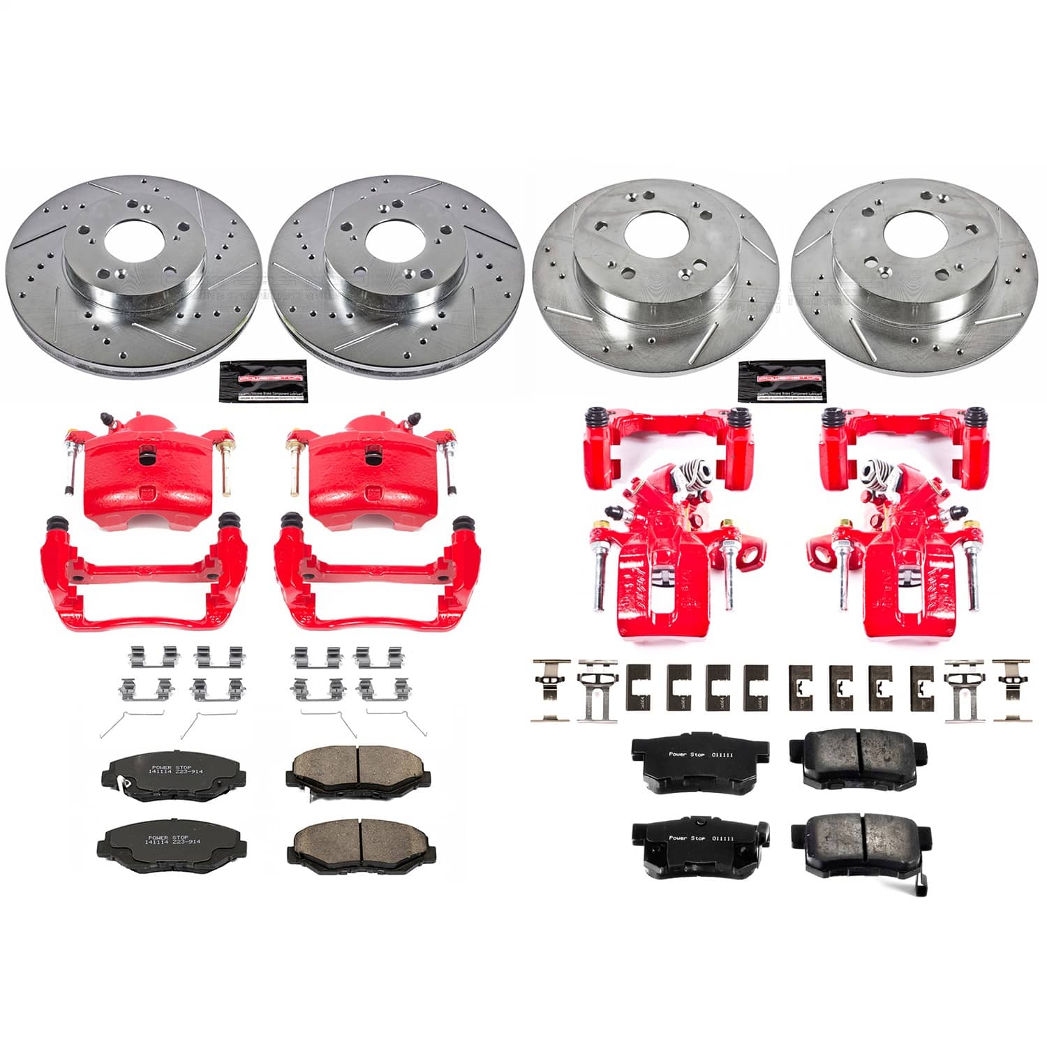 Power Stop - KC6781 - Front and Rear - Disc Brake Pad/Caliper and Rotor Kit