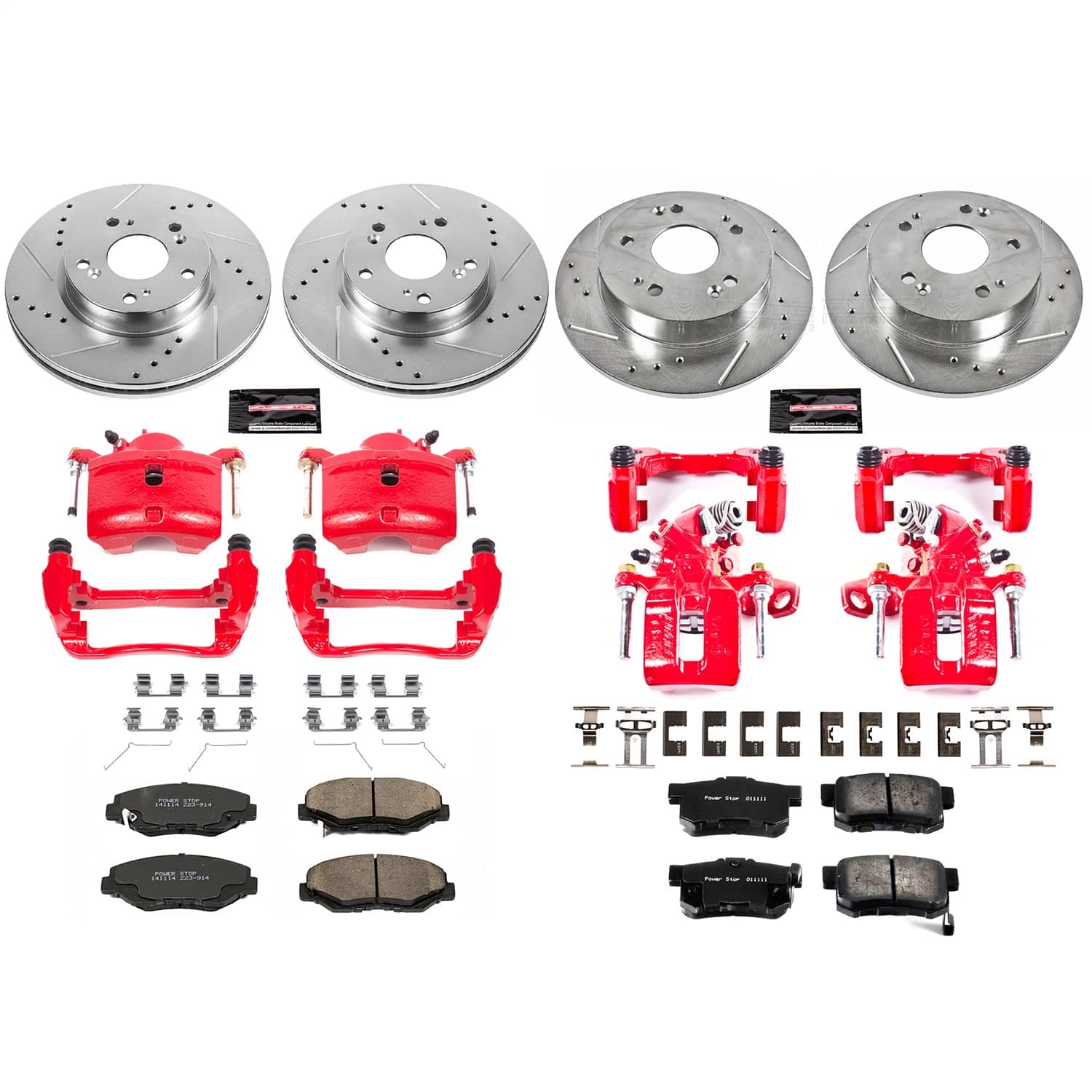 Power Stop - KC6942 - Front and Rear - Disc Brake Pad/Caliper and Rotor Kit