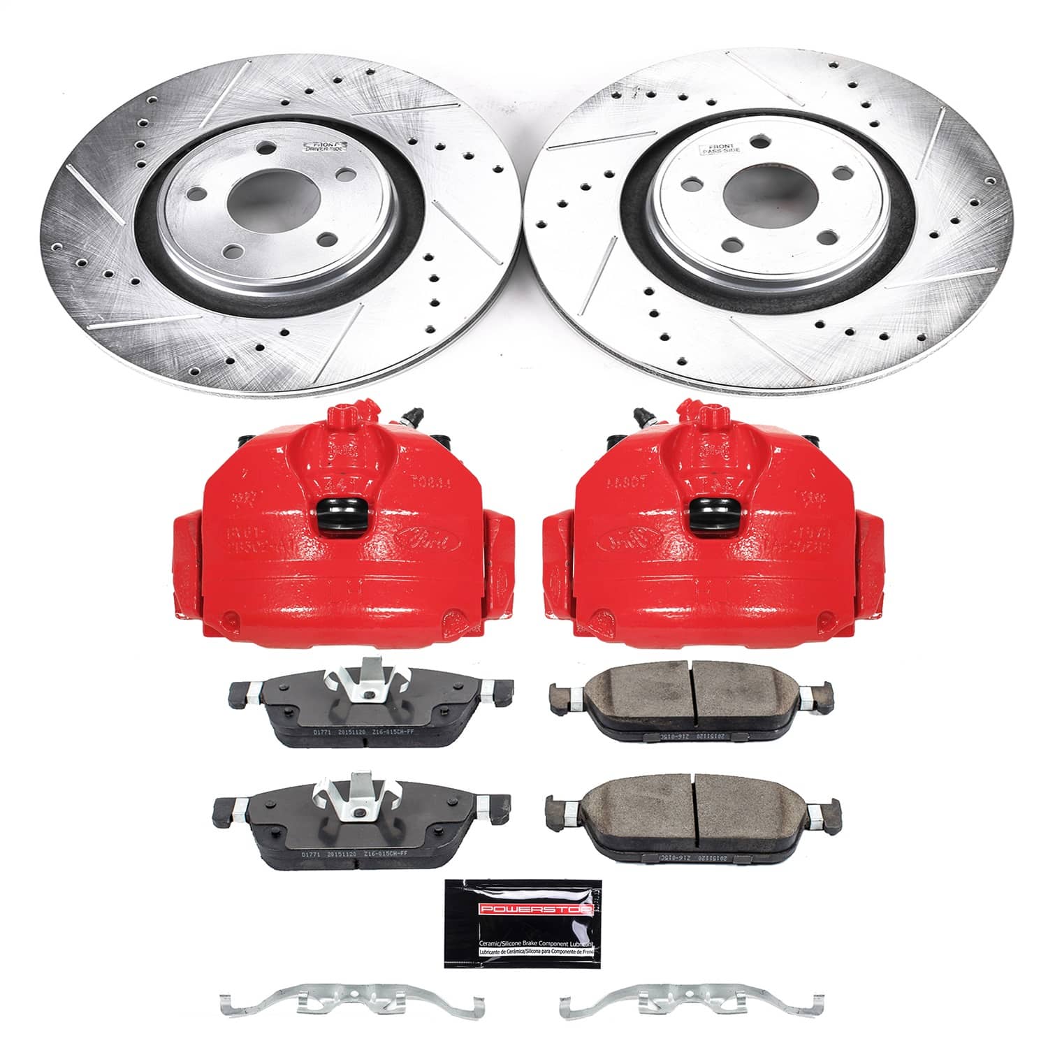 Power Stop - KC7147 - Front - Disc Brake Pad/Caliper and Rotor Kit