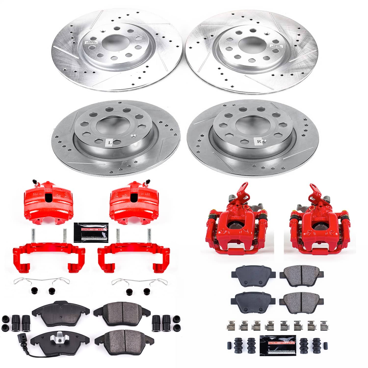 Power Stop - KC7280 - Front and Rear - Disc Brake Pad/Caliper and Rotor Kit
