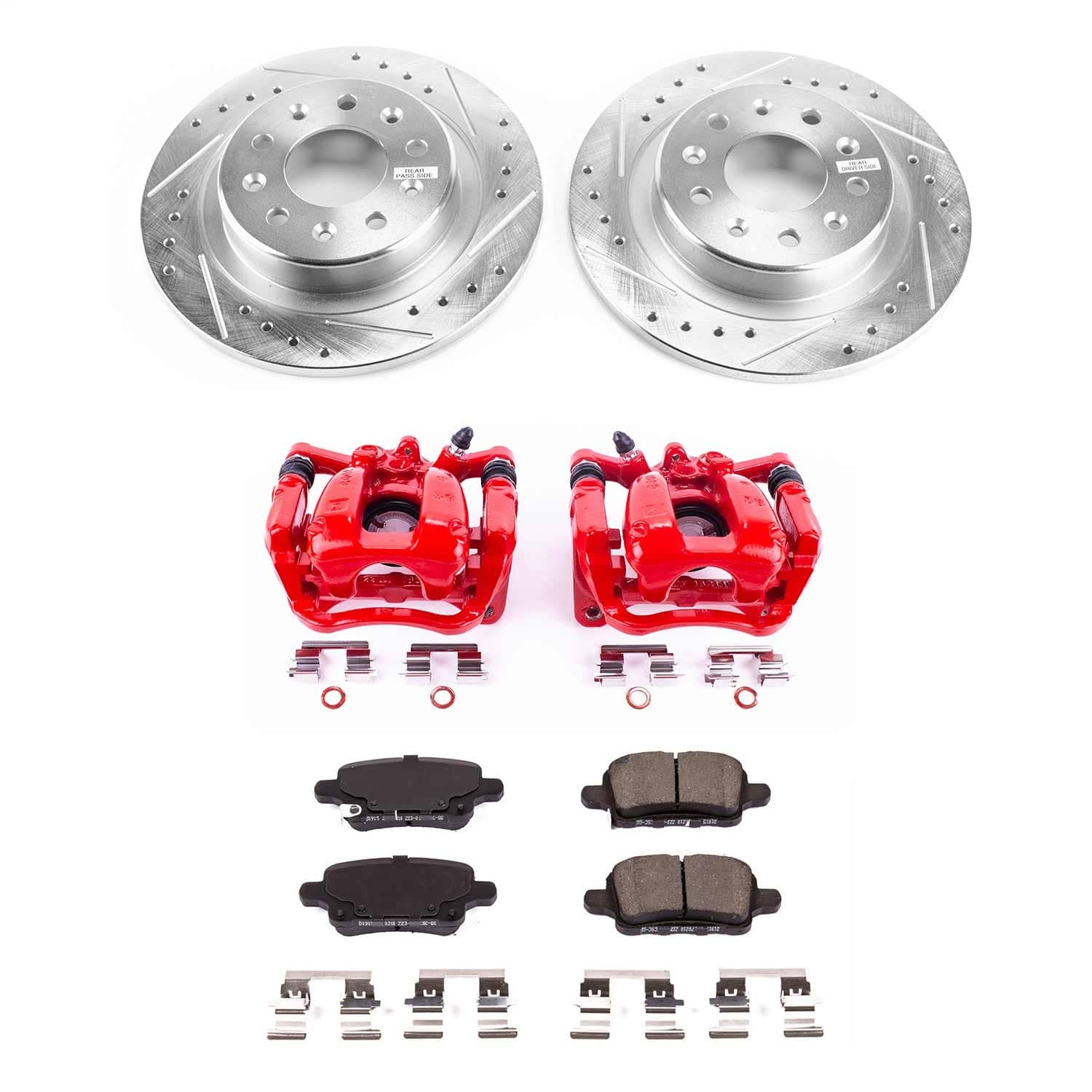 Power Stop - KC7721 - Rear - Disc Brake Pad/Caliper and Rotor Kit