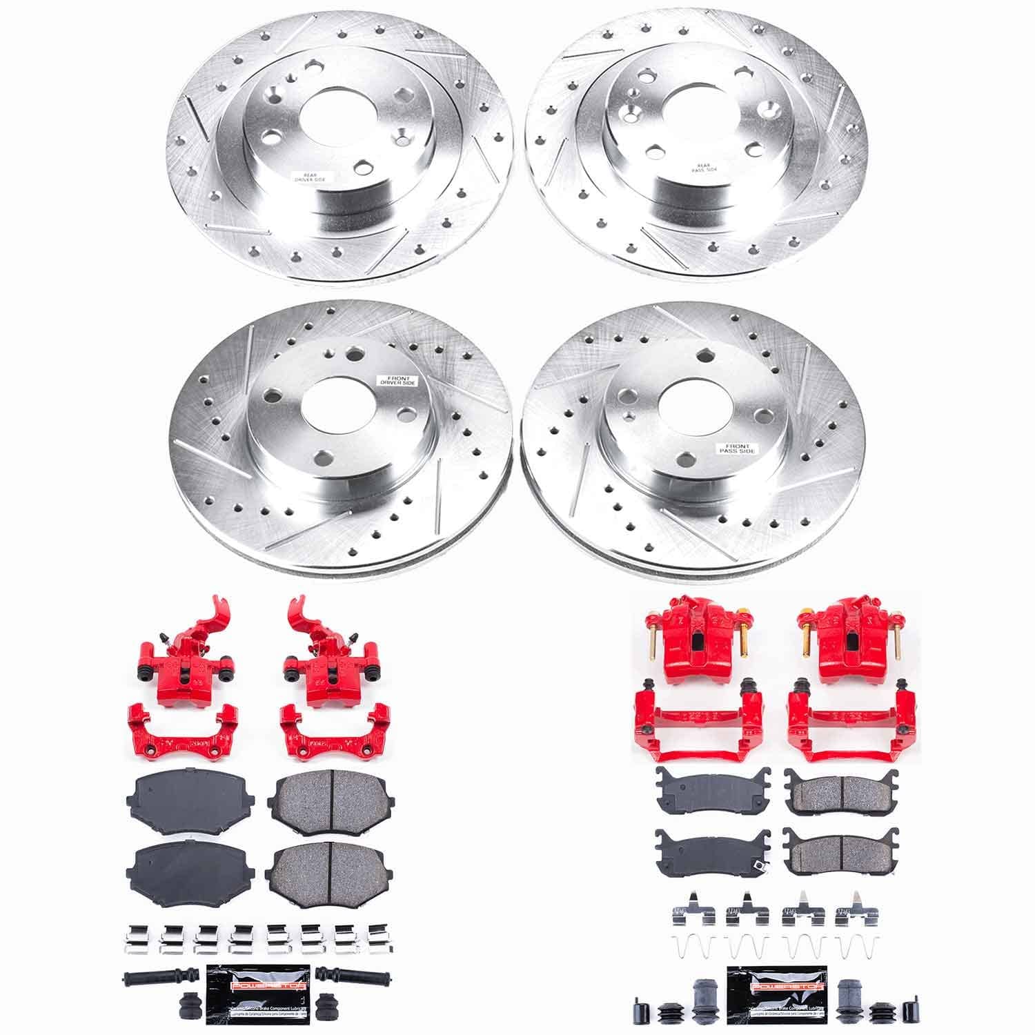 Power Stop - KC794 - Front and Rear - Disc Brake Pad/Caliper and Rotor Kit
