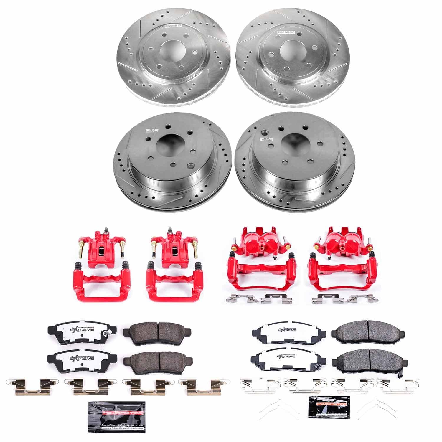 Power Stop - KC8358-36 - Front and Rear - Disc Brake Pad/Caliper and Rotor Kit