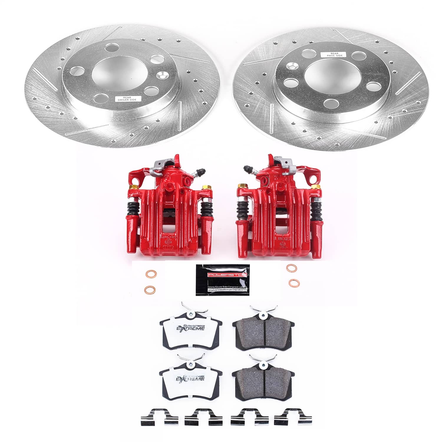 Power Stop - KC847A-26 - Rear - Disc Brake Pad/Caliper and Rotor Kit