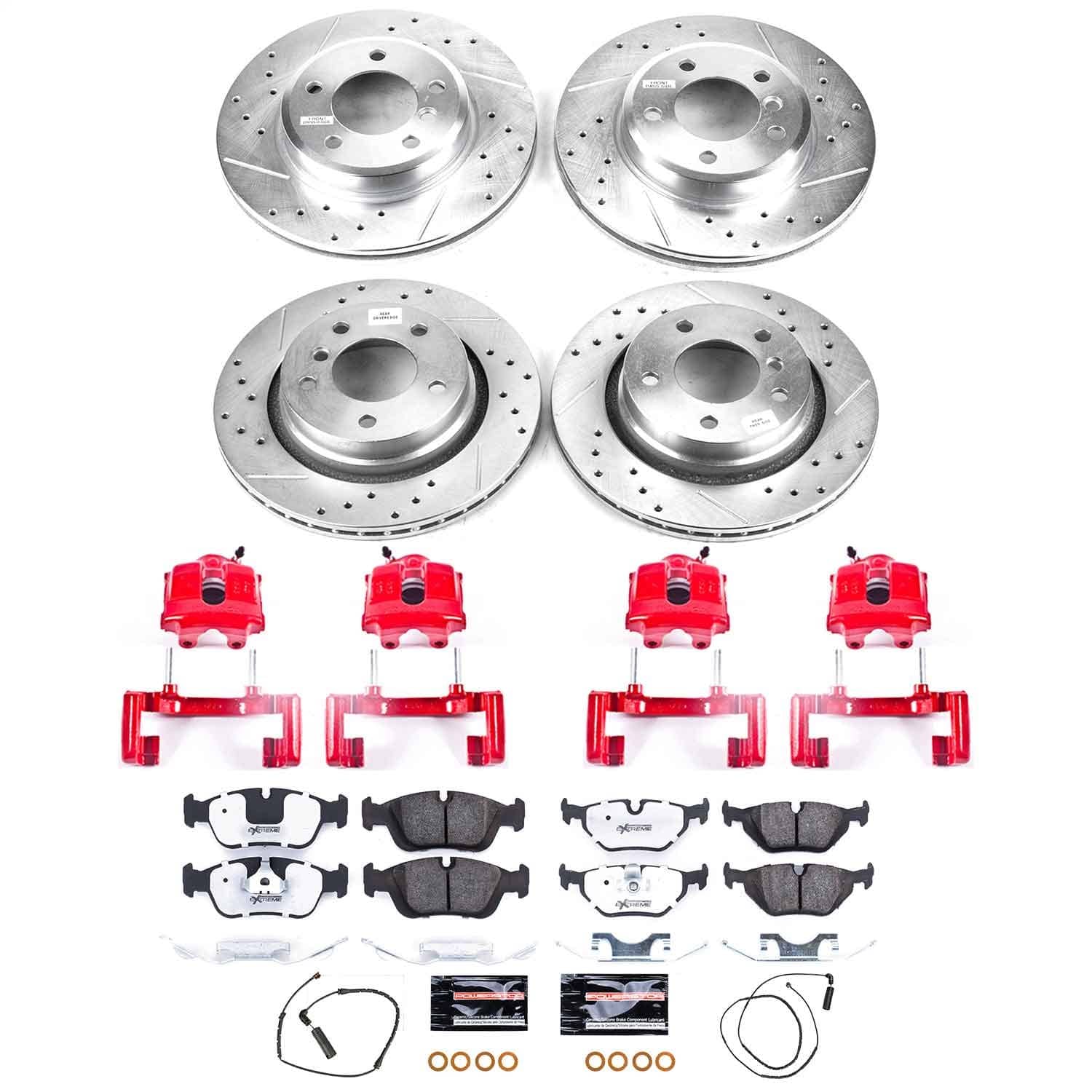 Power Stop - KC871-26 - Front and Rear - Disc Brake Pad/Caliper and Rotor Kit