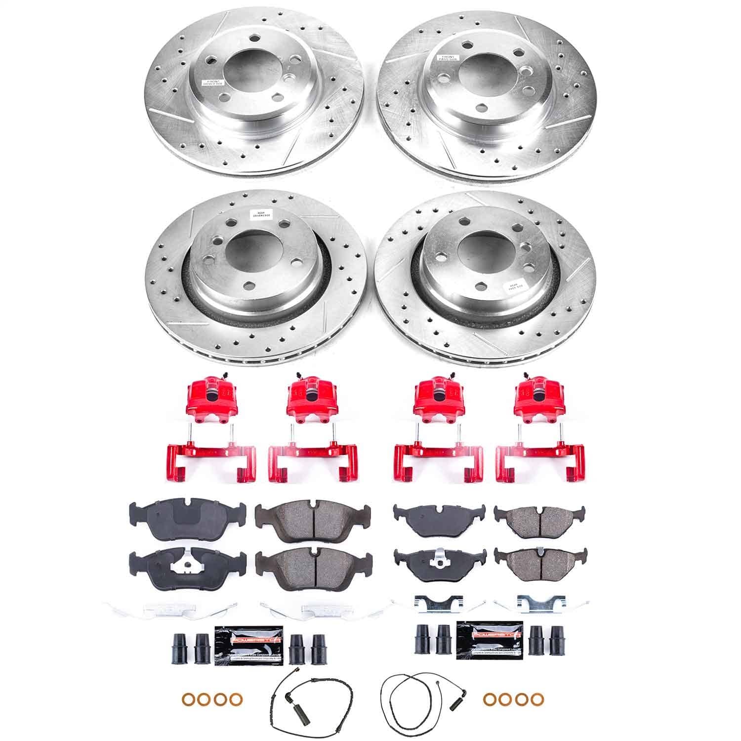 Power Stop - KC871 - Front and Rear - Disc Brake Pad/Caliper and Rotor Kit