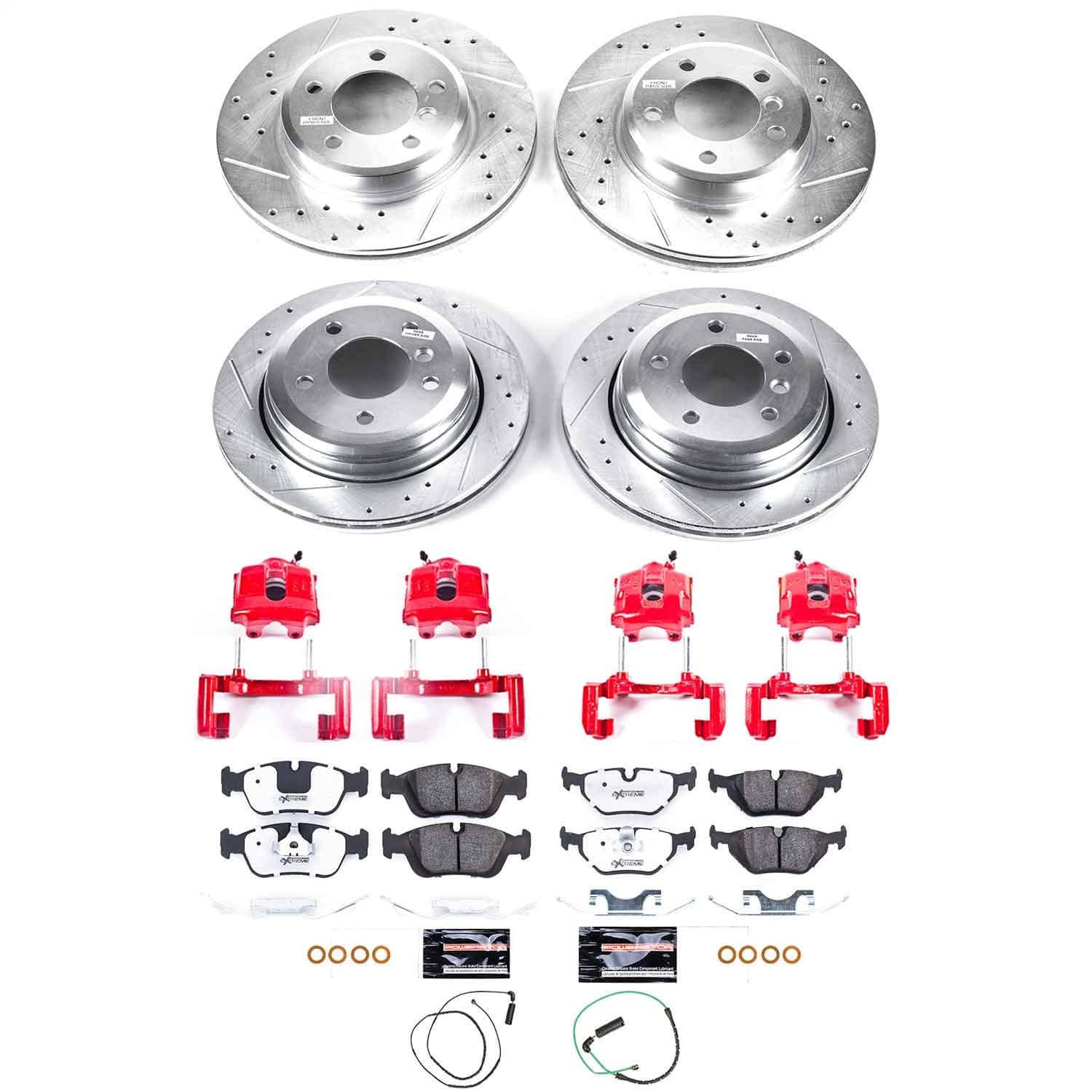 Power Stop - KC874-26 - Front and Rear - Disc Brake Pad/Caliper and Rotor Kit