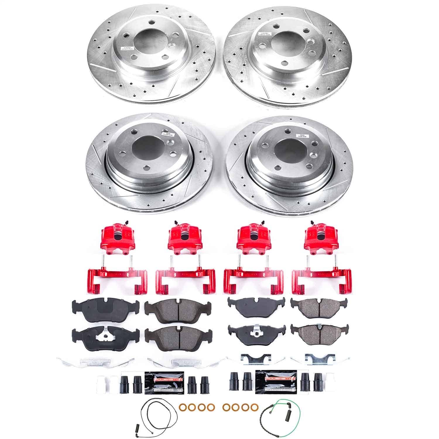 Power Stop - KC874 - Front and Rear - Disc Brake Pad/Caliper and Rotor Kit