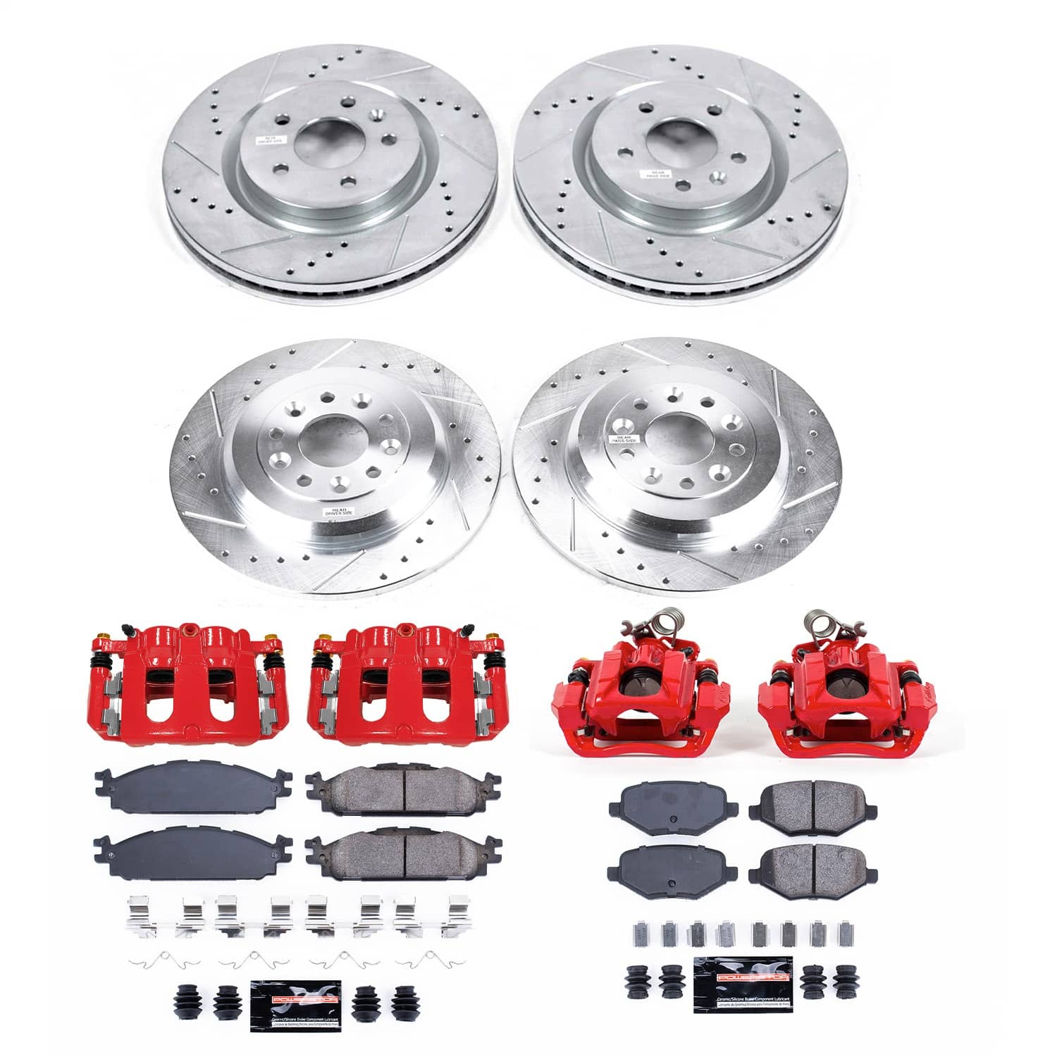 Power Stop - KC8971 - Front and Rear - Disc Brake Pad/Caliper and Rotor Kit