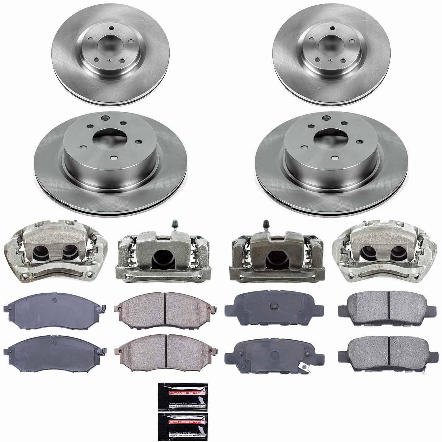 Power Stop - KCOE114A - Front and Rear - Disc Brake Pad/Caliper and Rotor Kit