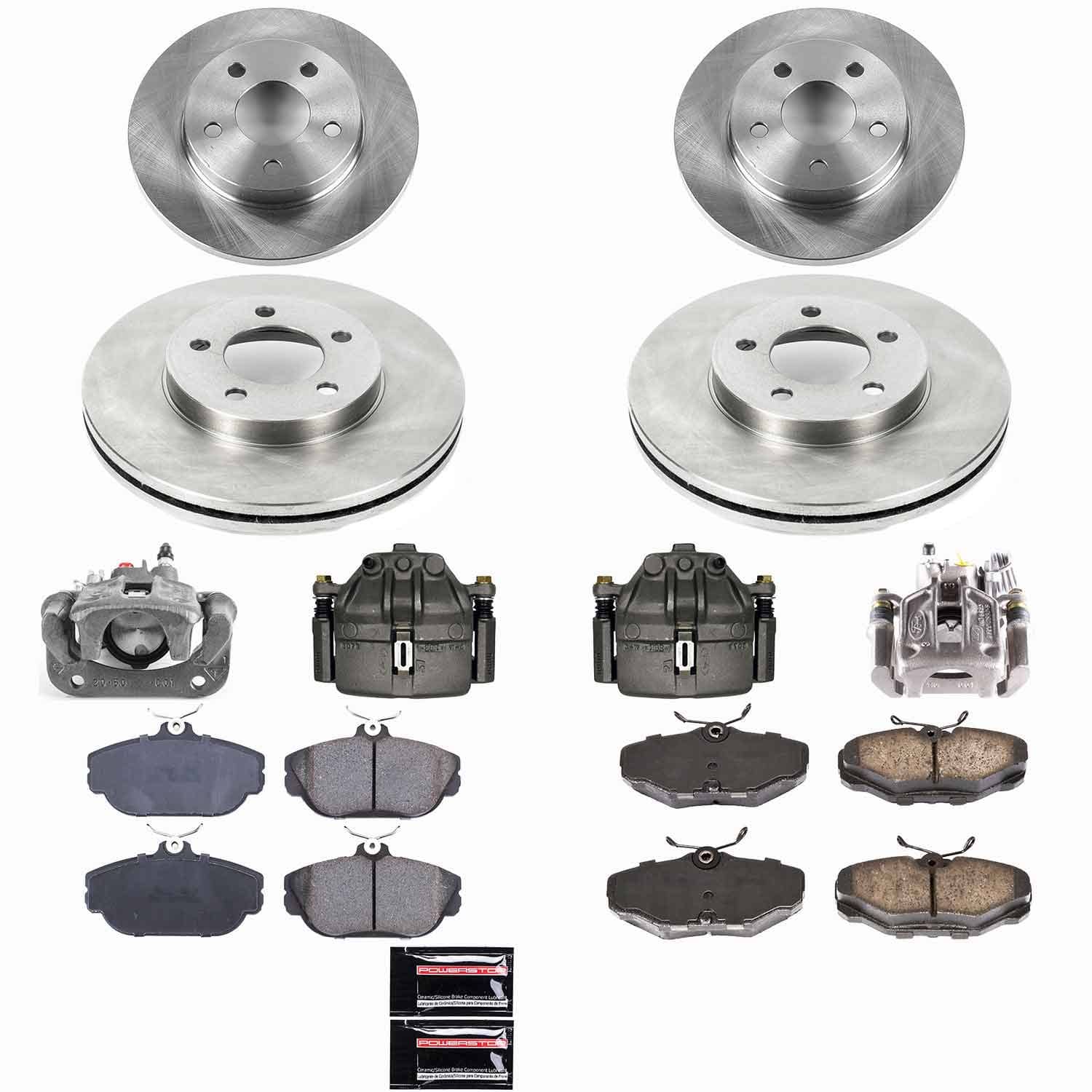Power Stop - KCOE1328 - Front and Rear - Disc Brake Pad/Caliper and Rotor Kit