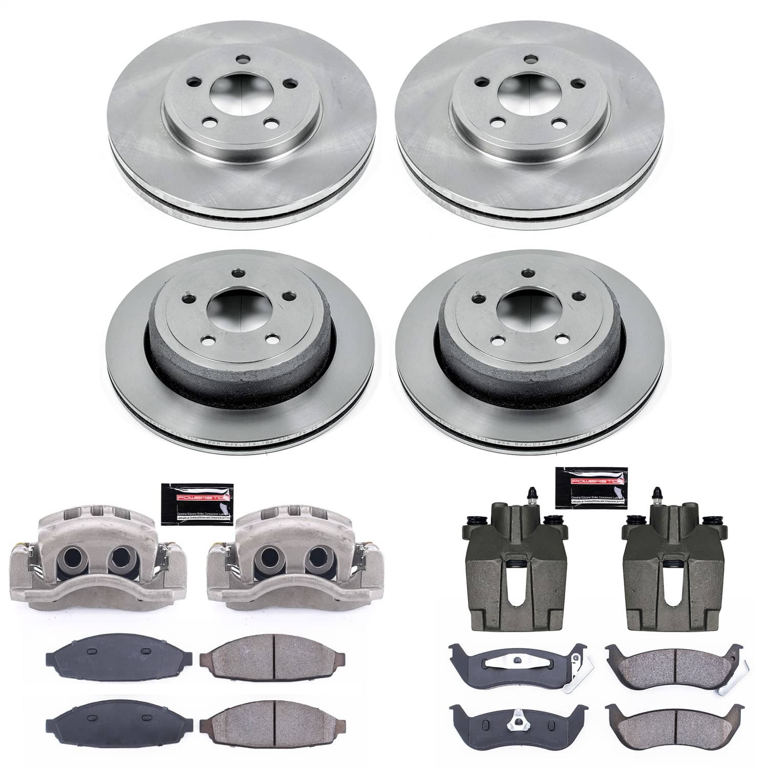 Power Stop - KCOE1365 - Front and Rear - Disc Brake Pad/Caliper and Rotor Kit