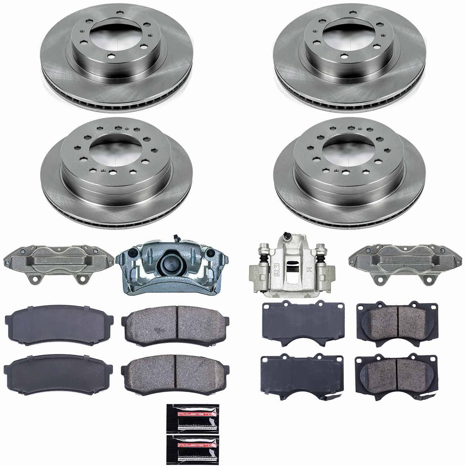 Power Stop - KCOE138 - Front and Rear - Disc Brake Pad/Caliper and Rotor Kit