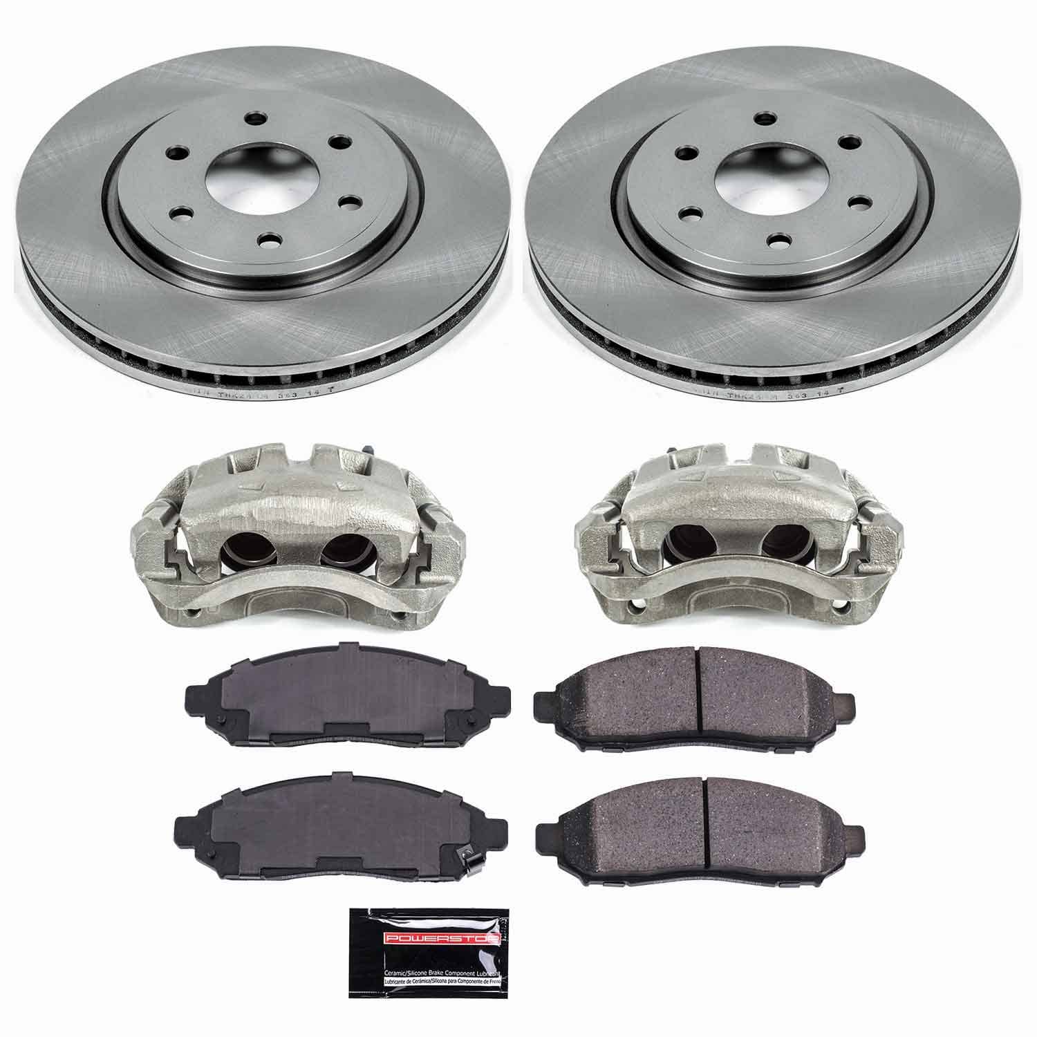 Power Stop - KCOE142 - Front - Disc Brake Pad/Caliper and Rotor Kit