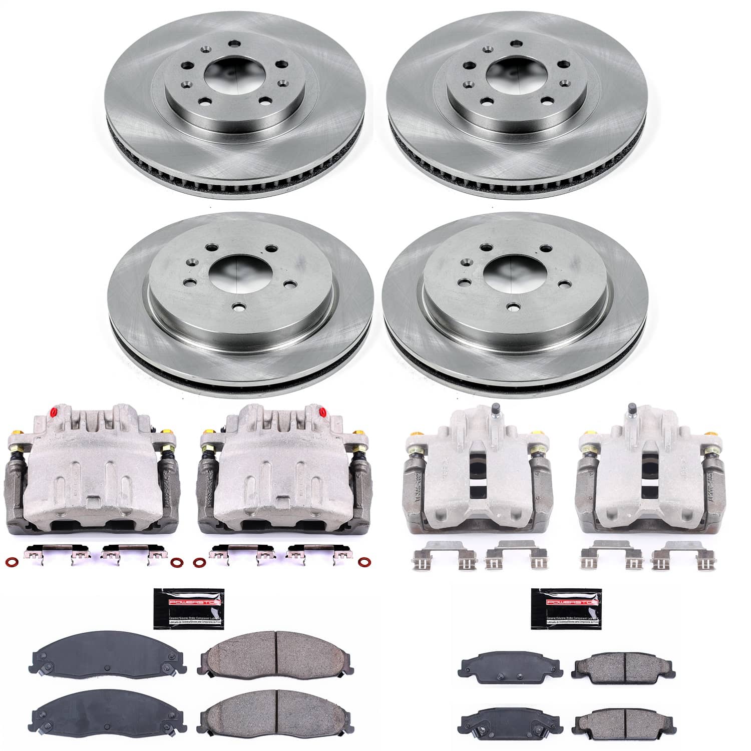 Power Stop - KCOE1420 - Front and Rear - Disc Brake Pad/Caliper and Rotor Kit