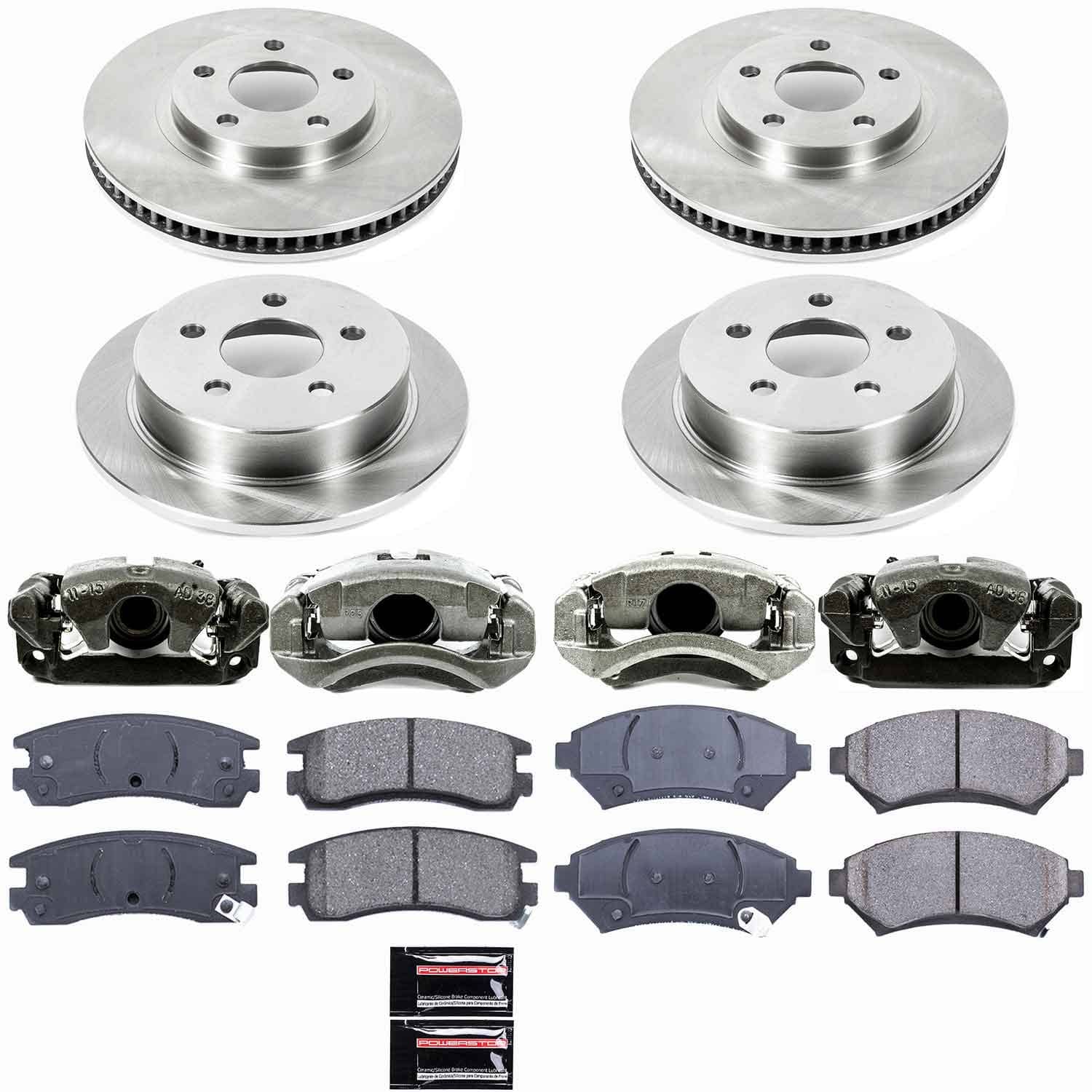 Power Stop - KCOE1544 - Front and Rear - Disc Brake Pad/Caliper and Rotor Kit
