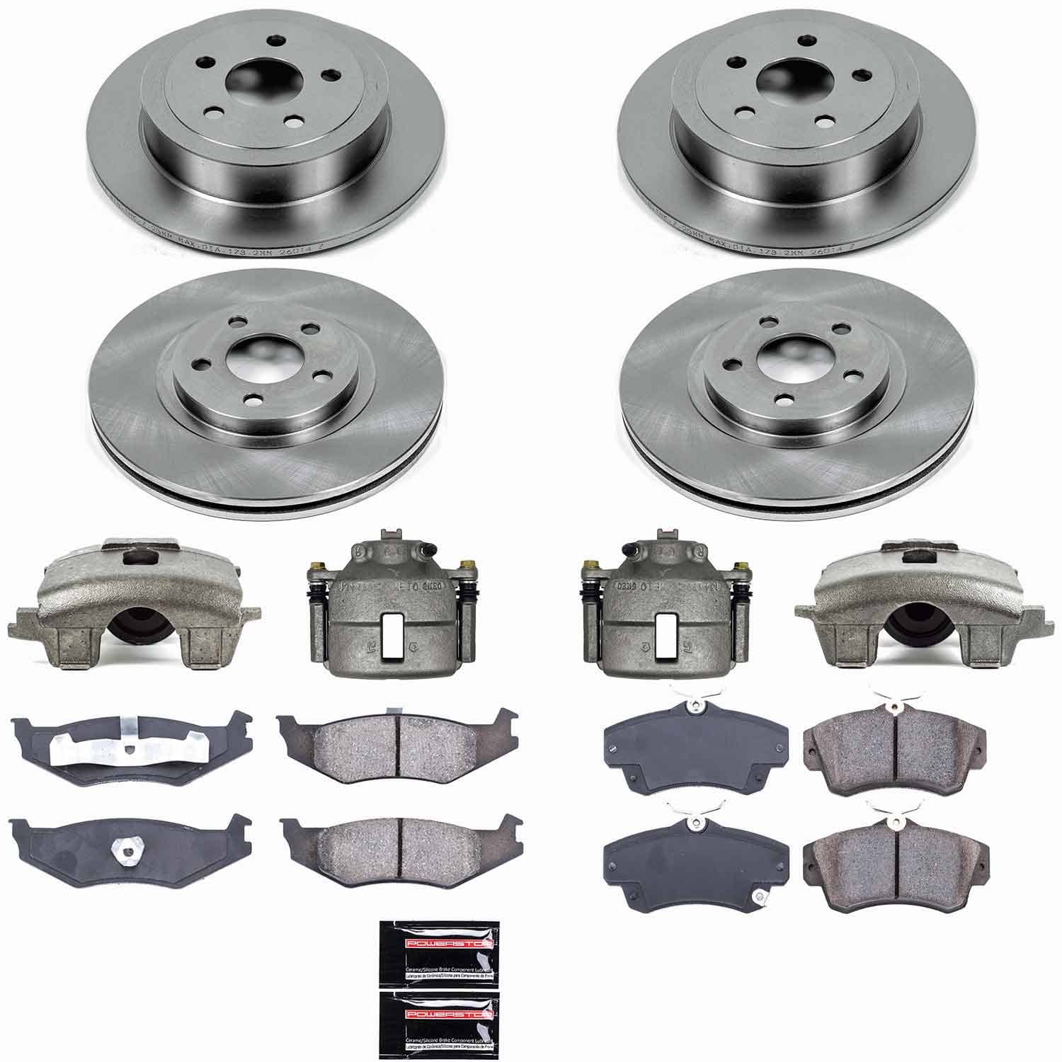 Power Stop - KCOE1705A - Front and Rear - Disc Brake Pad/Caliper and Rotor Kit