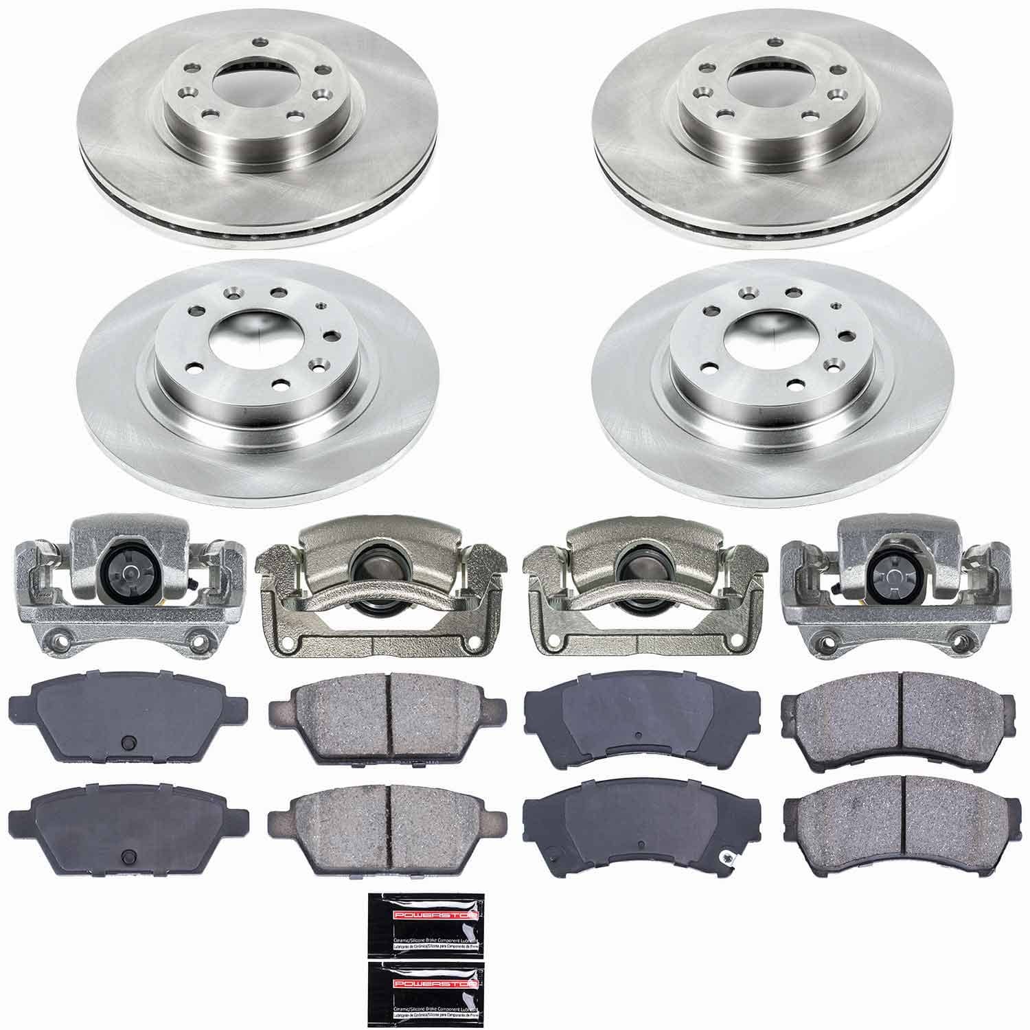 Power Stop - KCOE200 - Front and Rear - Disc Brake Pad/Caliper and Rotor Kit