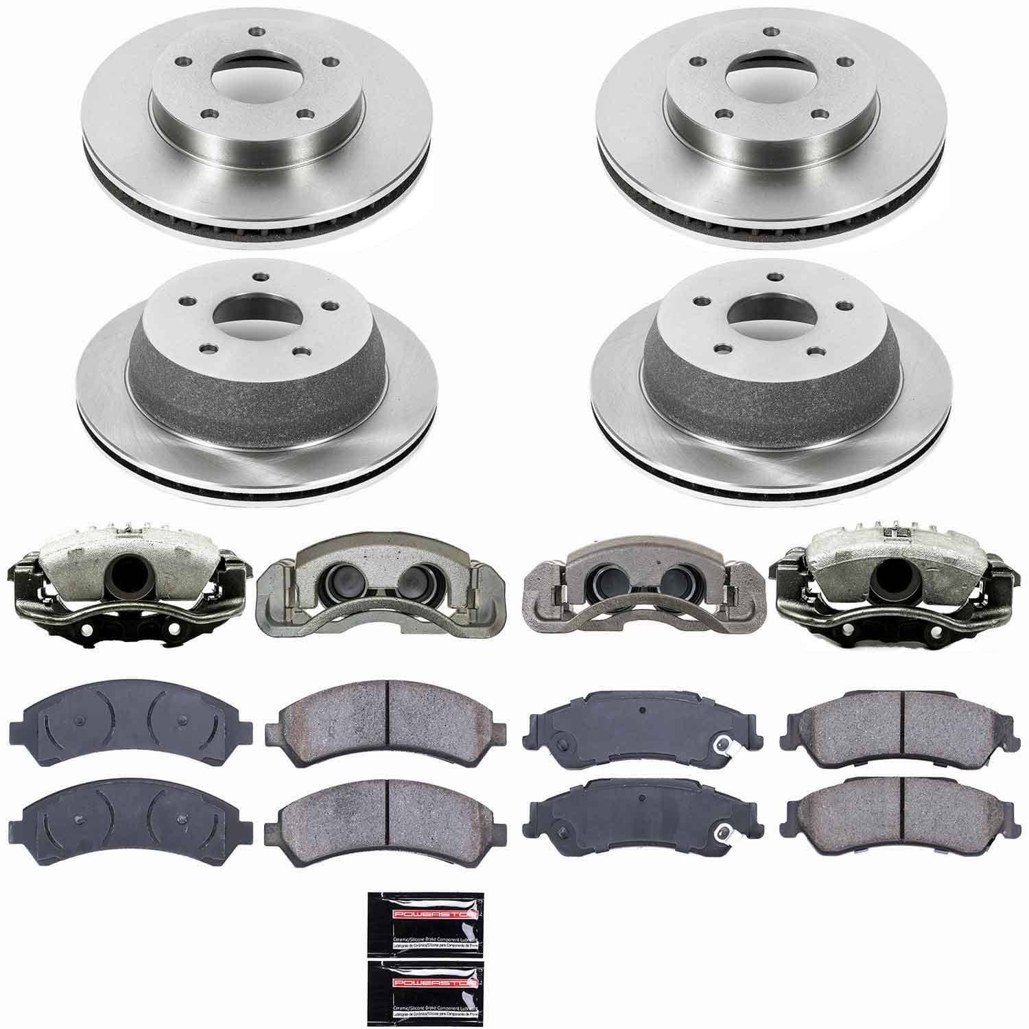 Power Stop - KCOE2006 - Front and Rear - Disc Brake Pad/Caliper and Rotor Kit