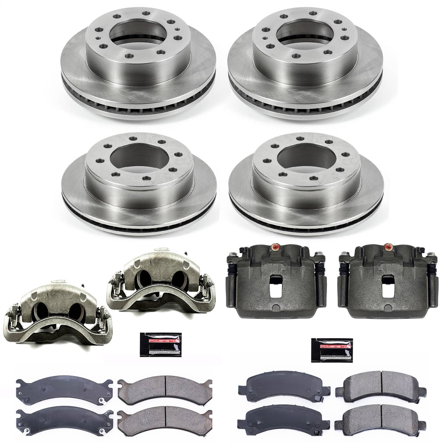 Power Stop - KCOE2074 - Front and Rear - Disc Brake Pad/Caliper and Rotor Kit