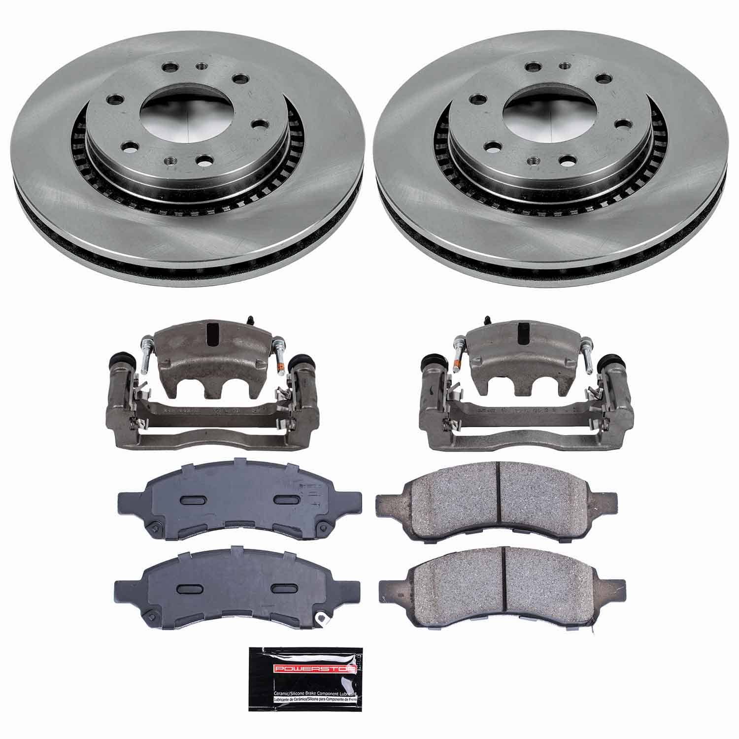 Power Stop - KCOE2084B - Front - Disc Brake Pad/Caliper and Rotor Kit