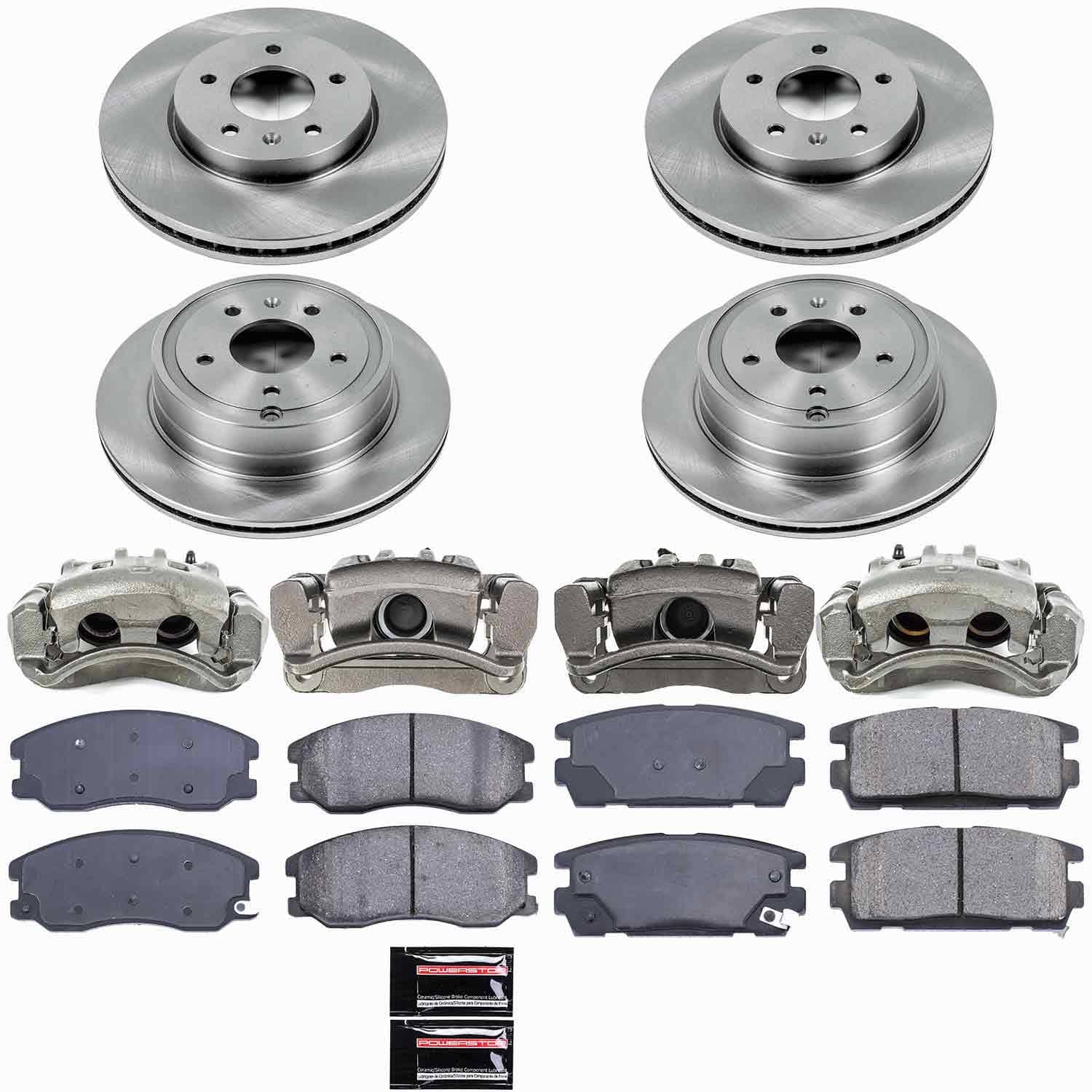 Power Stop - KCOE2091 - Front and Rear - Disc Brake Pad/Caliper and Rotor Kit