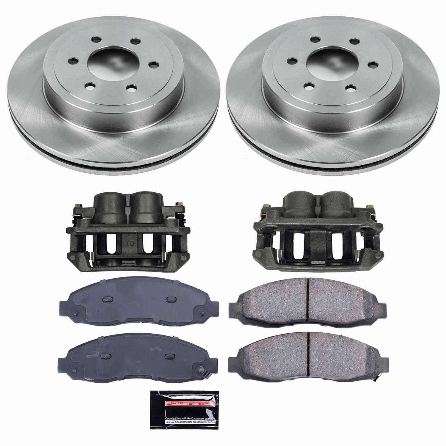 Power Stop - KCOE2187 - Front - Disc Brake Pad/Caliper and Rotor Kit