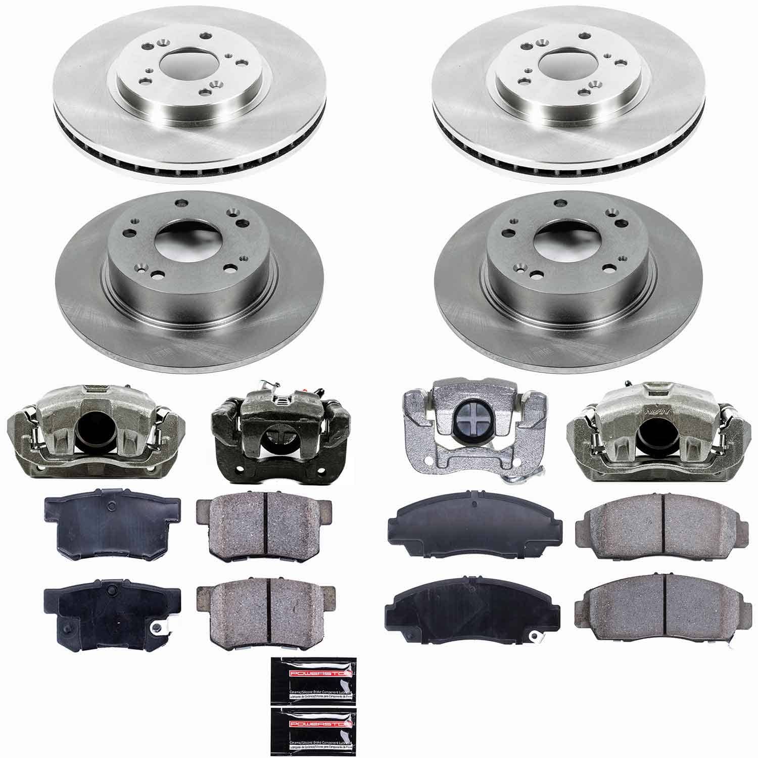 Power Stop - KCOE2297 - Front and Rear - Disc Brake Pad/Caliper and Rotor Kit