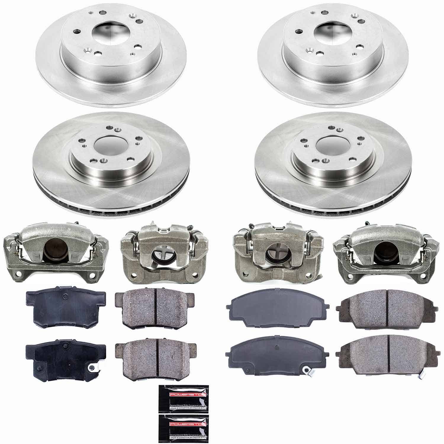 Power Stop - KCOE2441 - Front and Rear - Disc Brake Pad/Caliper and Rotor Kit