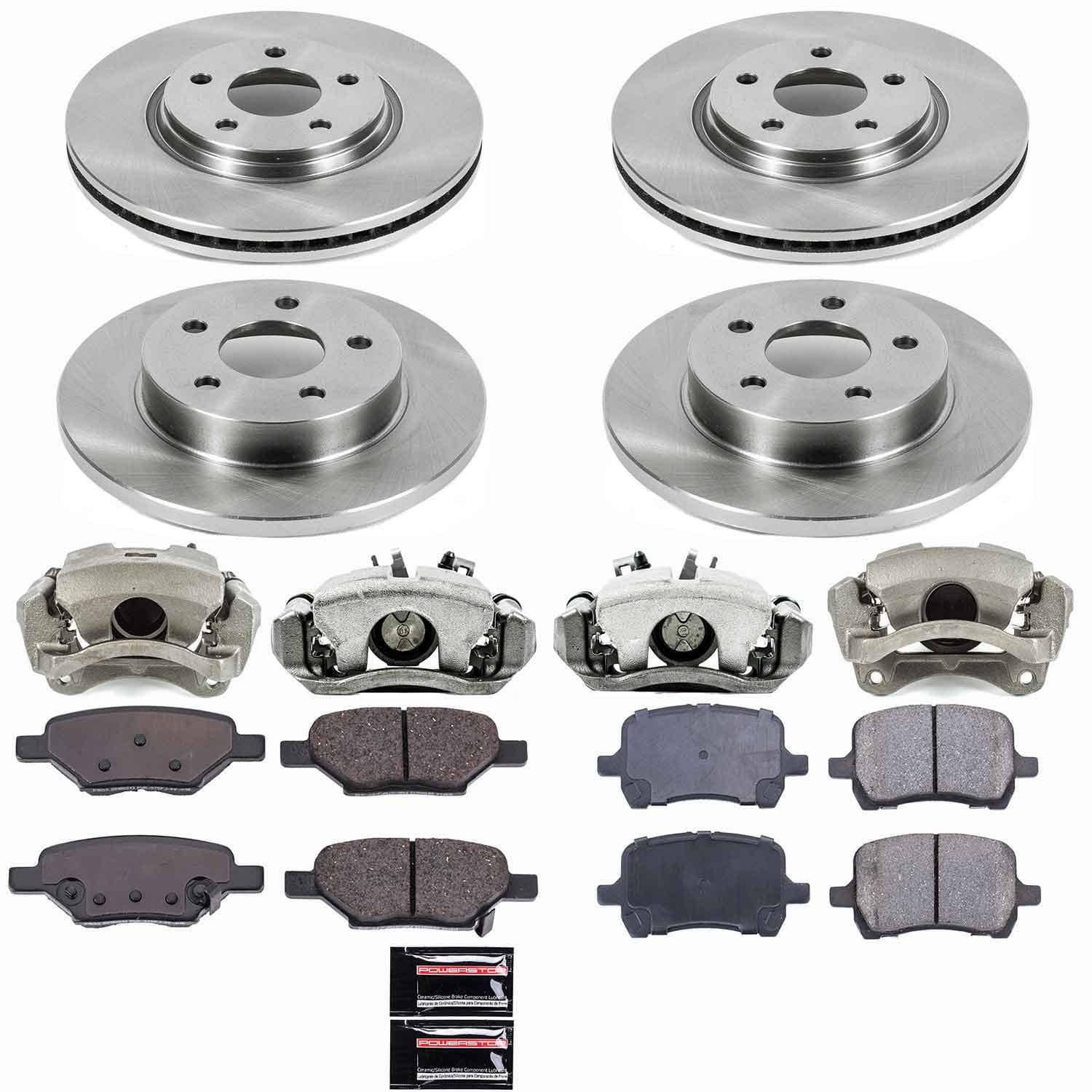 Power Stop - KCOE2731 - Front and Rear - Disc Brake Pad/Caliper and Rotor Kit