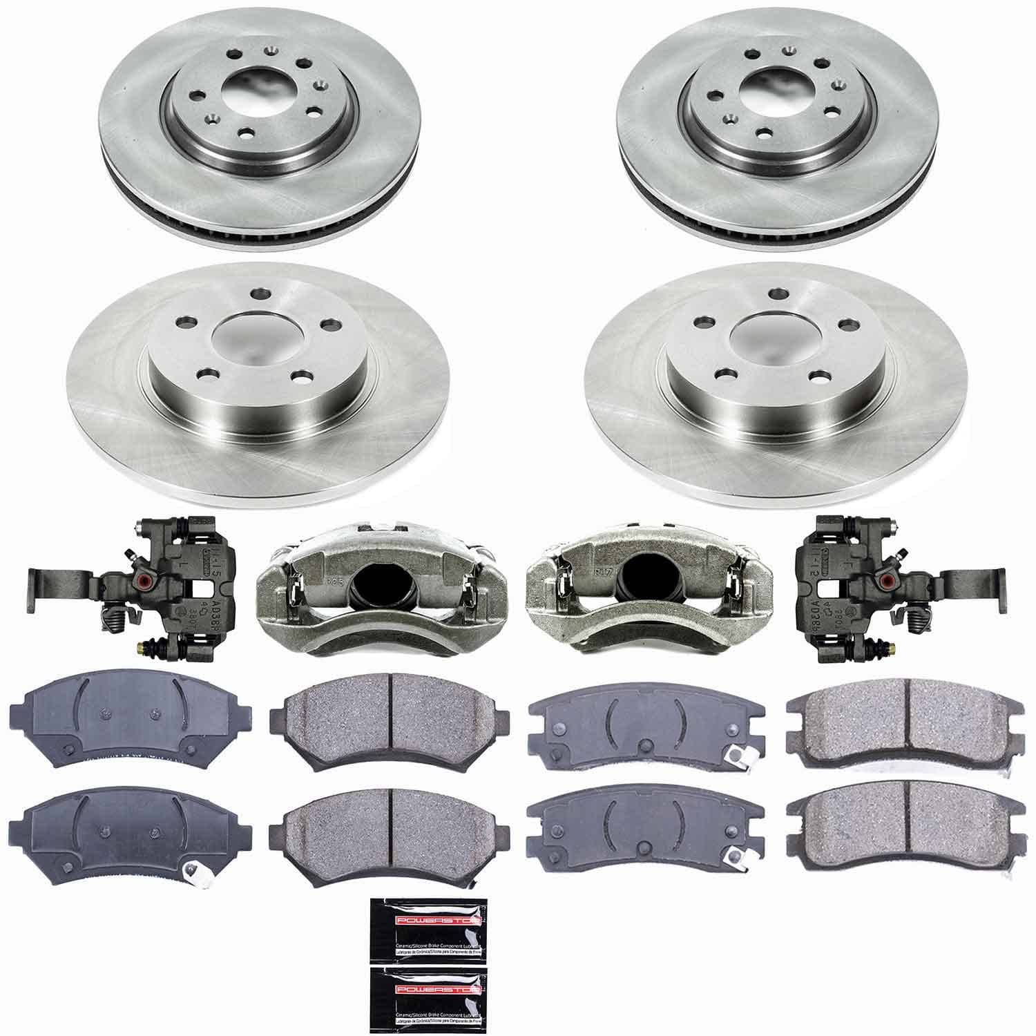 Power Stop - KCOE2733 - Front and Rear - Disc Brake Pad/Caliper and Rotor Kit