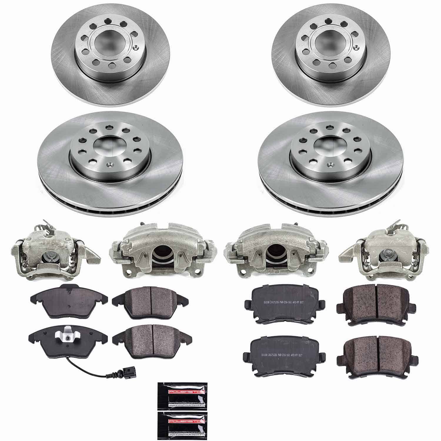 Power Stop - KCOE4068A - Front and Rear - Disc Brake Pad/Caliper and Rotor Kit