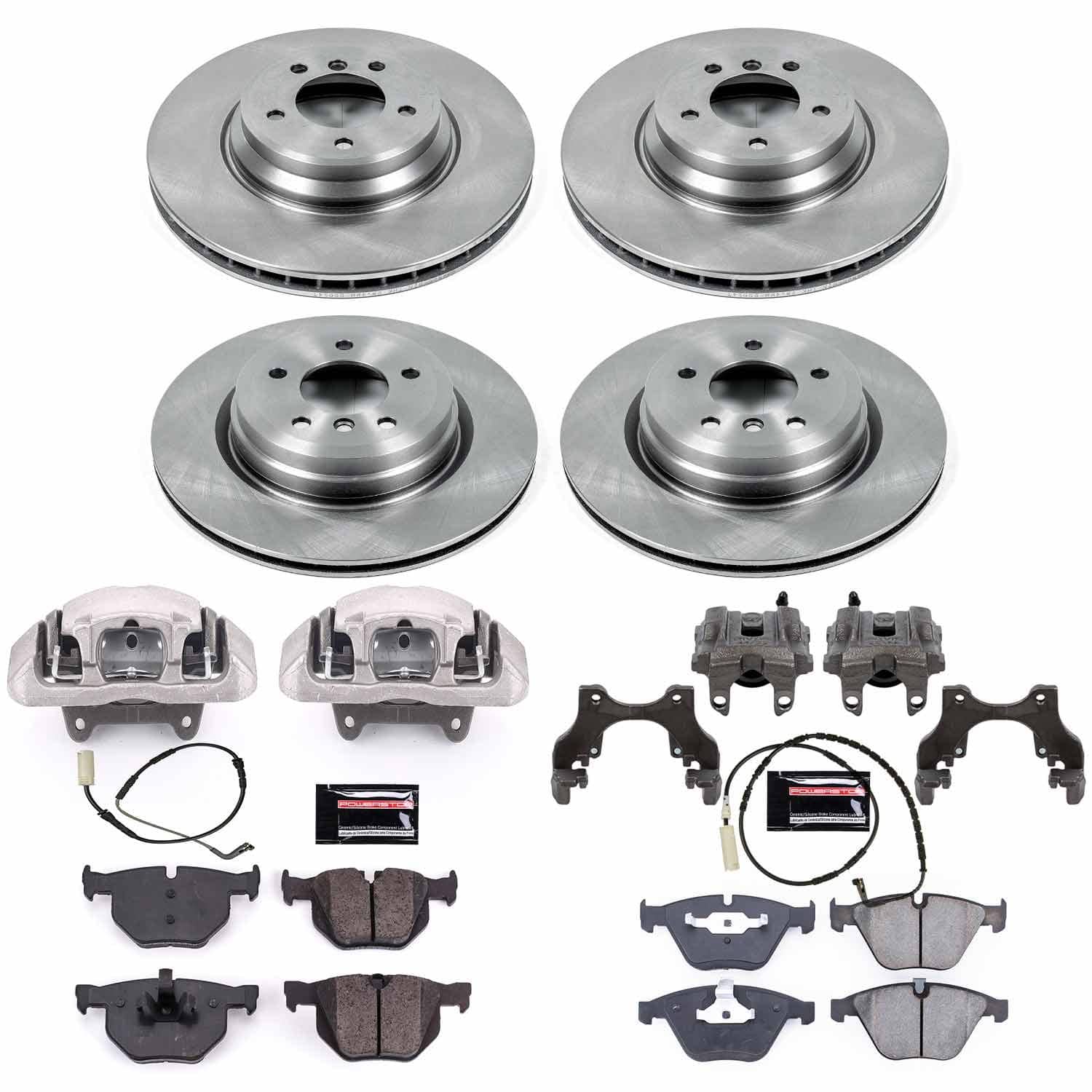 Power Stop - KCOE4094 - Front and Rear - Disc Brake Pad/Caliper and Rotor Kit
