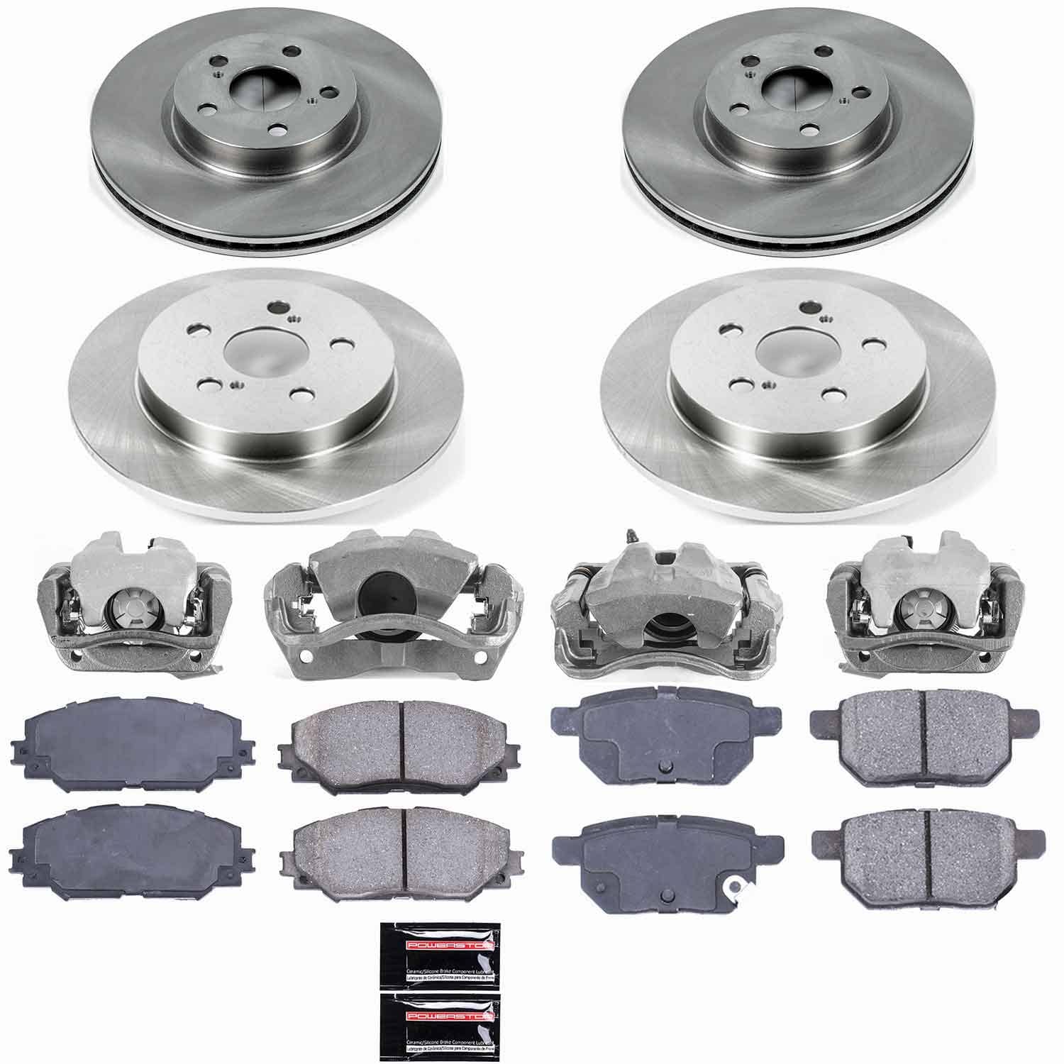 Power Stop - KCOE4140 - Front and Rear - Disc Brake Pad/Caliper and Rotor Kit