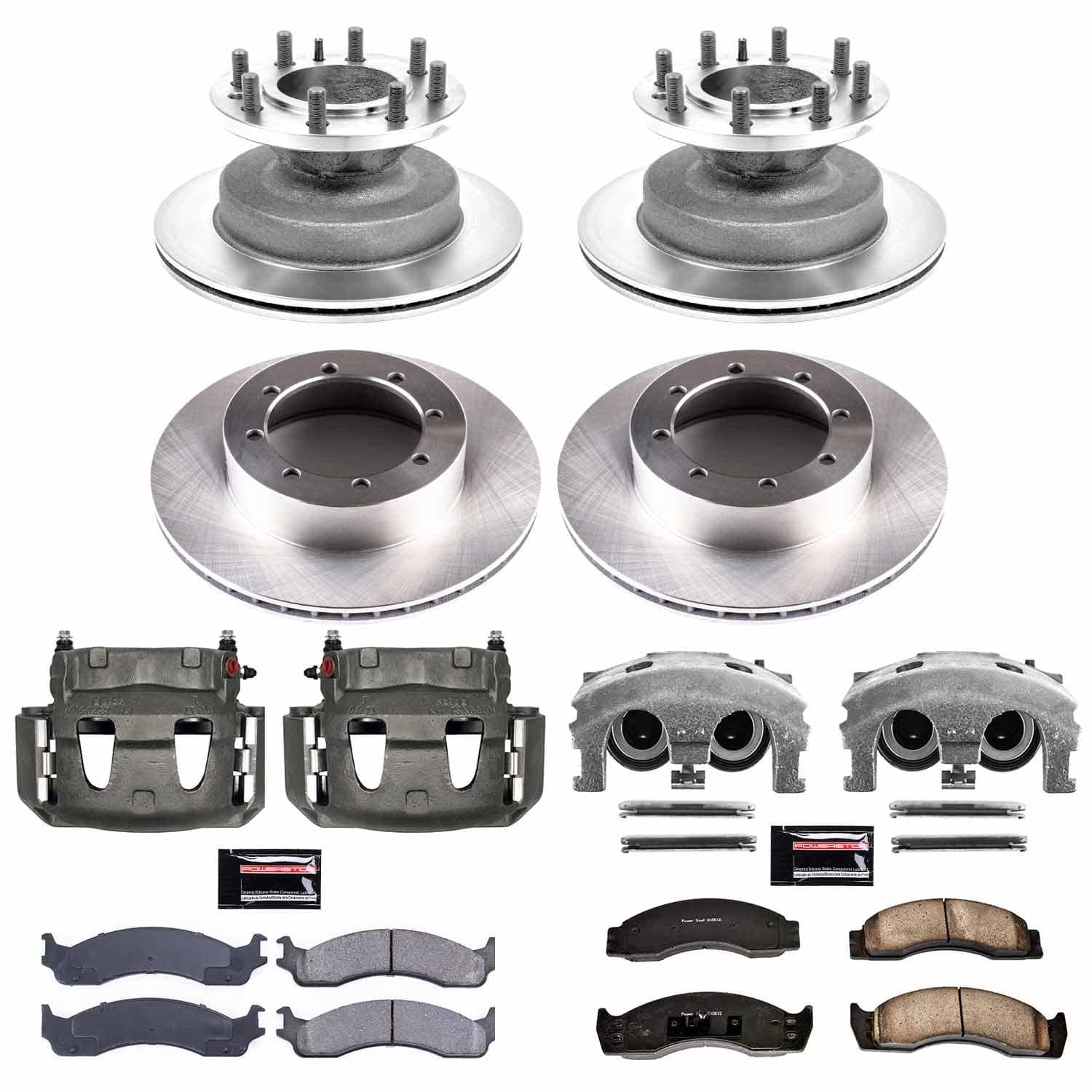 Power Stop - KCOE4233 - Front and Rear - Disc Brake Pad/Caliper and Rotor Kit