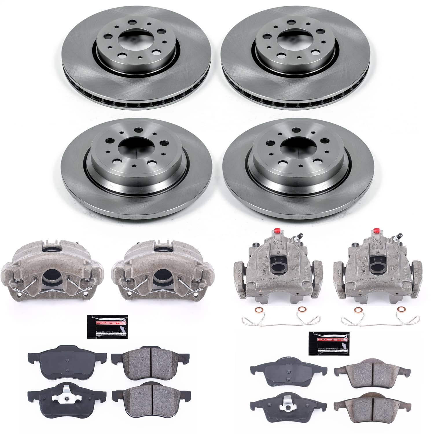 Power Stop - KCOE4430A - Front and Rear - Disc Brake Pad/Caliper and Rotor Kit
