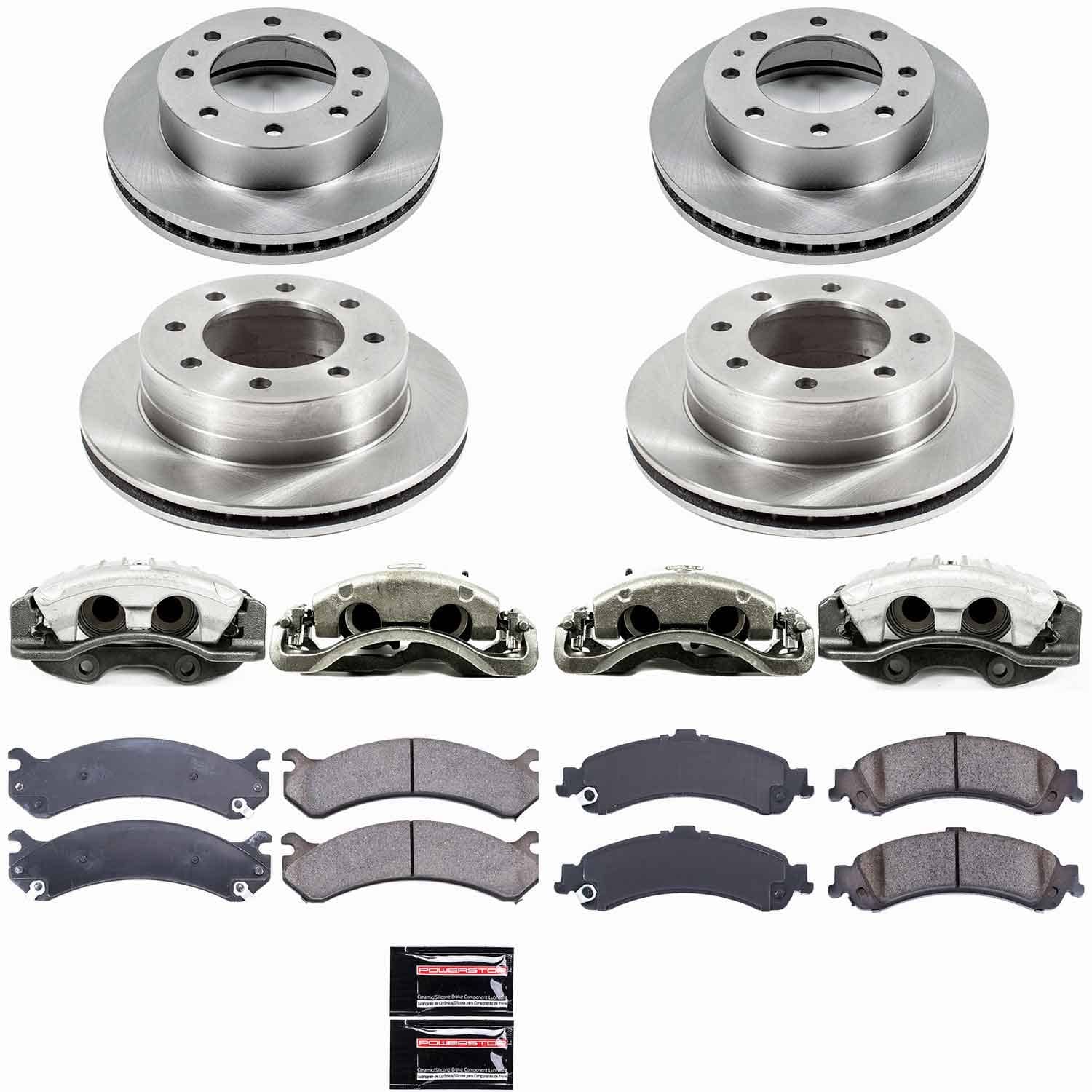 Power Stop - KCOE4454 - Front and Rear - Disc Brake Pad/Caliper and Rotor Kit
