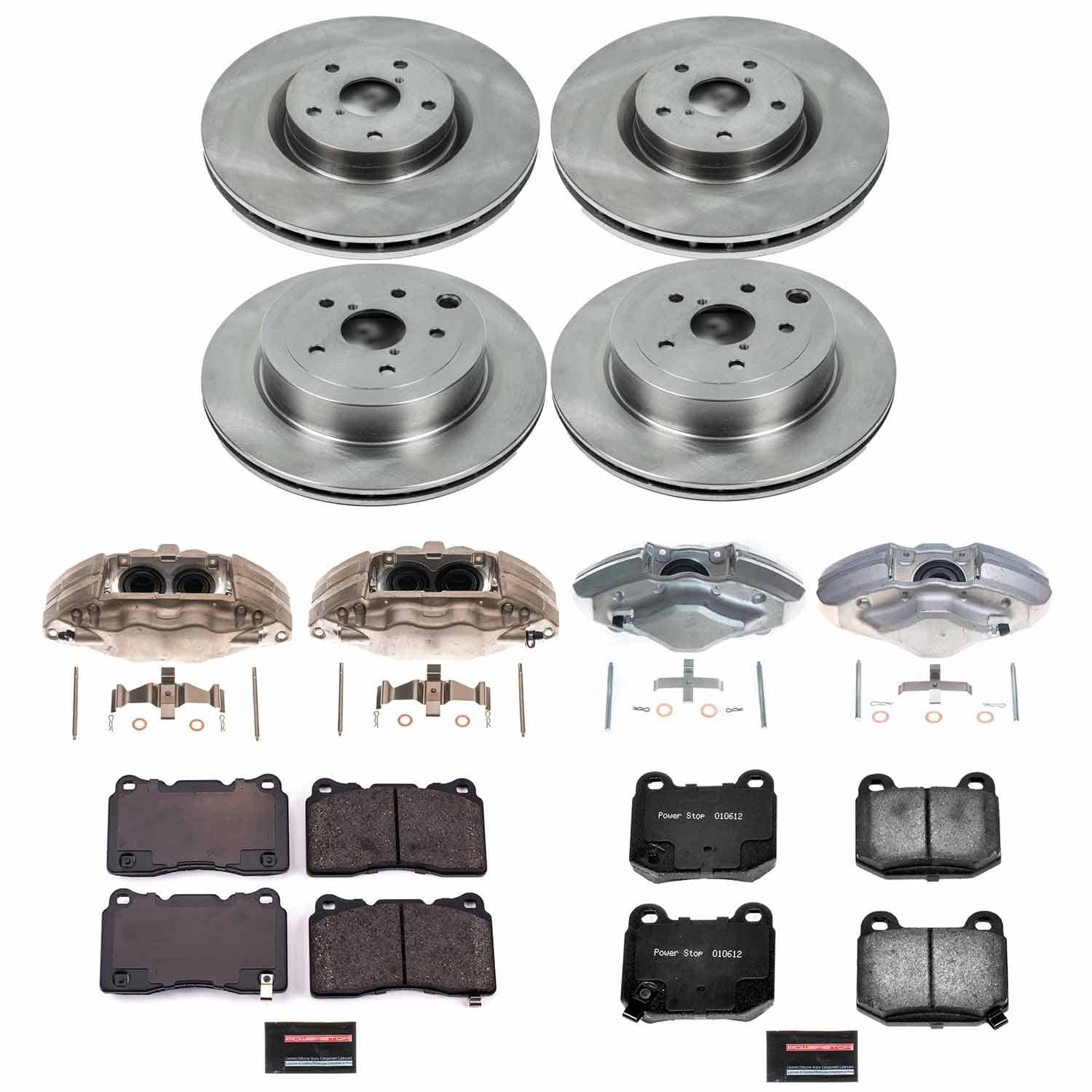 Power Stop - KCOE4490 - Front and Rear - Disc Brake Pad/Caliper and Rotor Kit