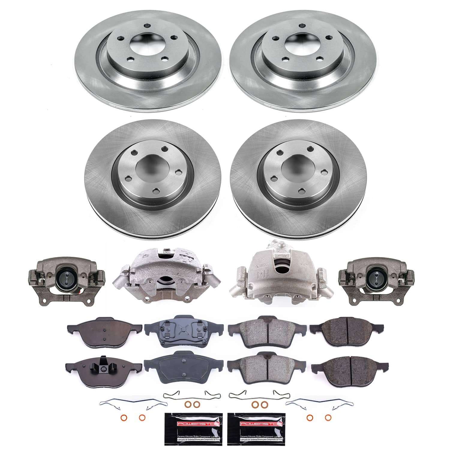 Power Stop - KCOE4494 - Front and Rear - Disc Brake Pad/Caliper and Rotor Kit