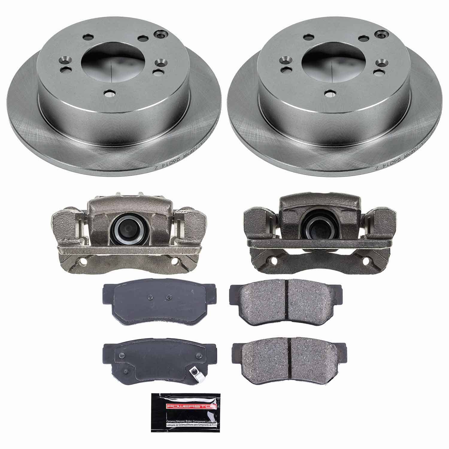 Power Stop - KCOE5214 - Rear - Disc Brake Pad/Caliper and Rotor Kit