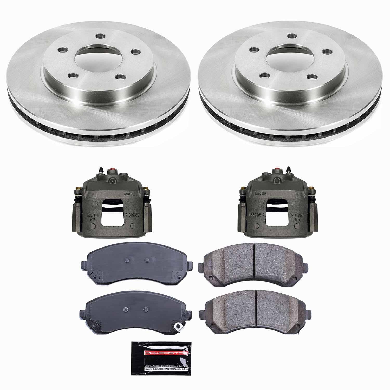 Power Stop - KCOE5233 - Front - Disc Brake Pad/Caliper and Rotor Kit