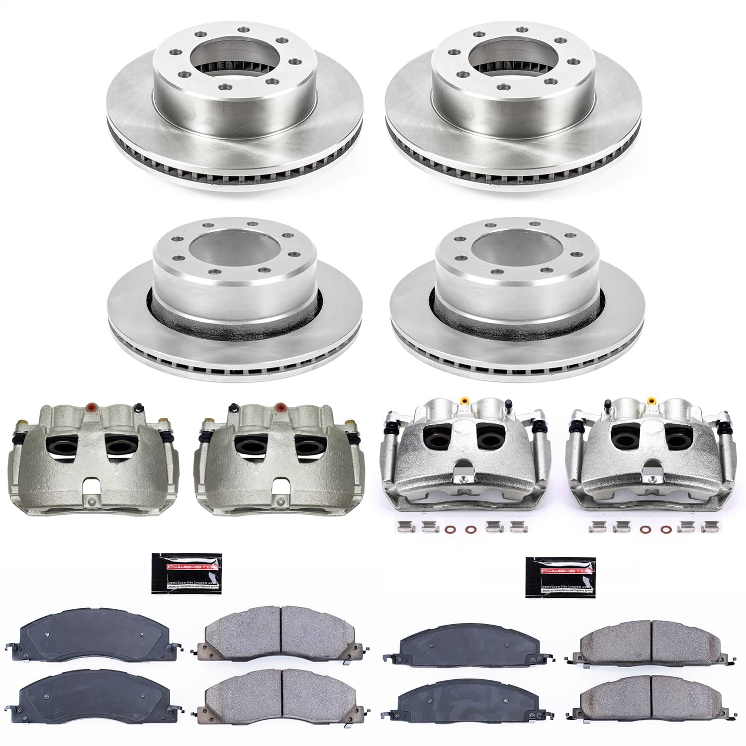 Power Stop - KCOE5458 - Front and Rear - Disc Brake Pad/Caliper and Rotor Kit