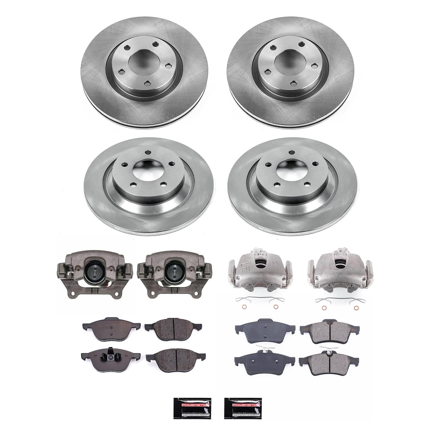 Power Stop - KCOE5804 - Front and Rear - Disc Brake Pad/Caliper and Rotor Kit
