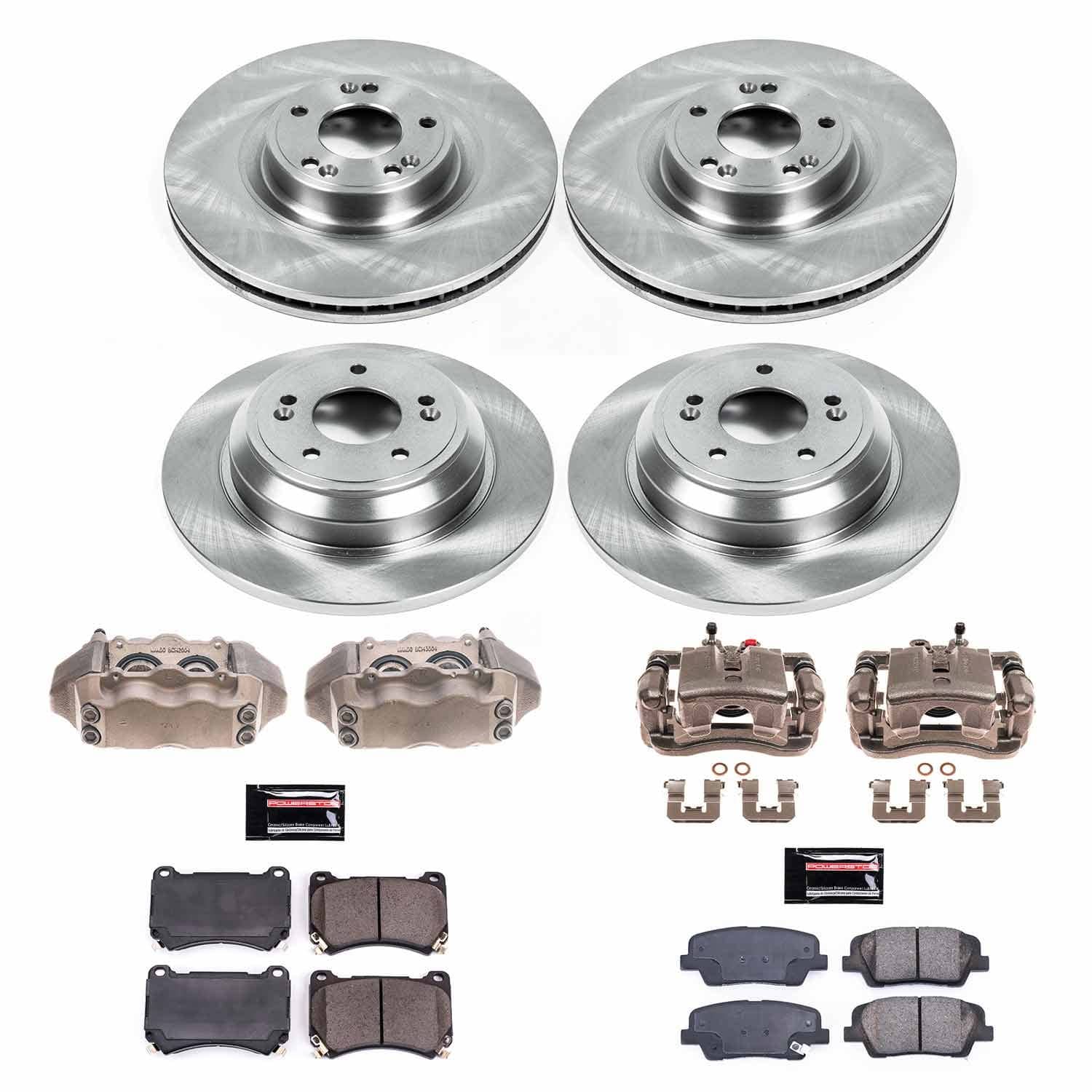 Power Stop - KCOE5844 - Front and Rear - Disc Brake Pad/Caliper and Rotor Kit