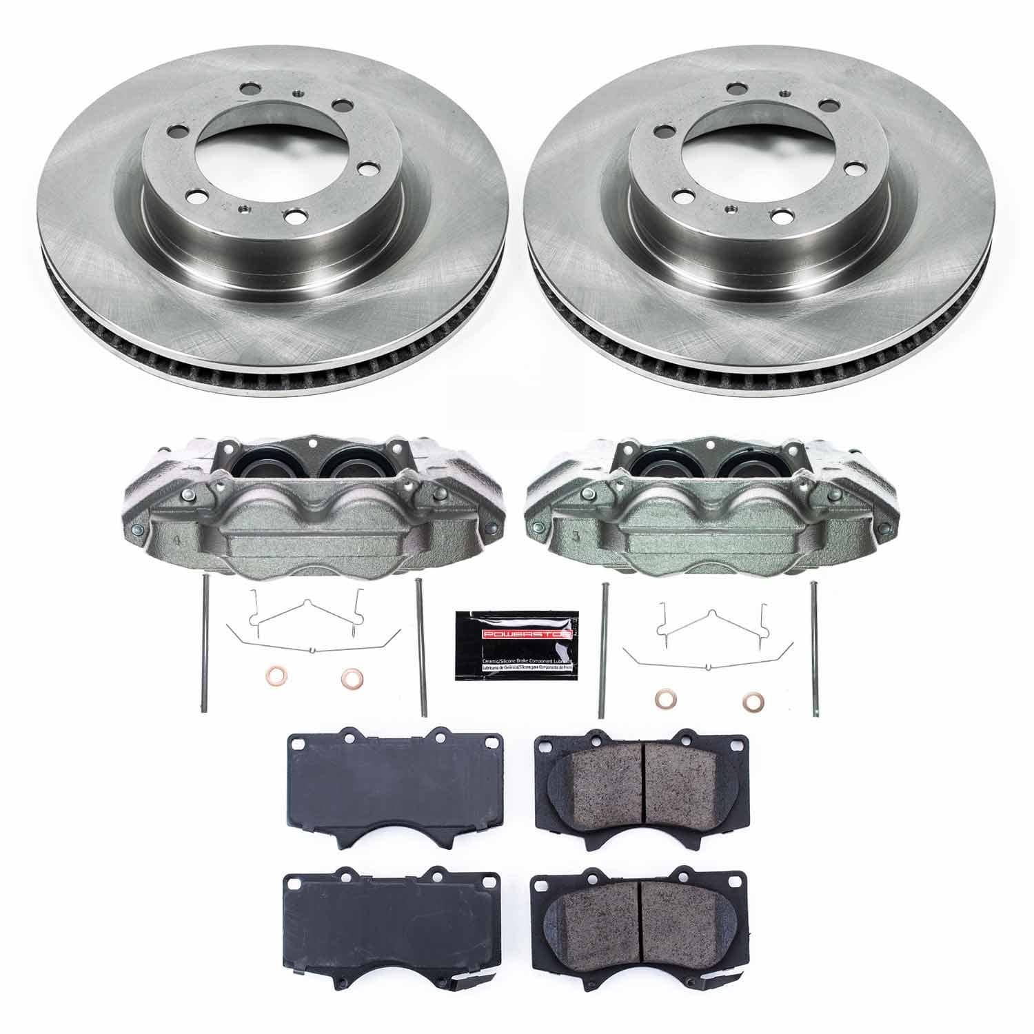 Power Stop - KCOE5873A - Front - Disc Brake Pad/Caliper and Rotor Kit