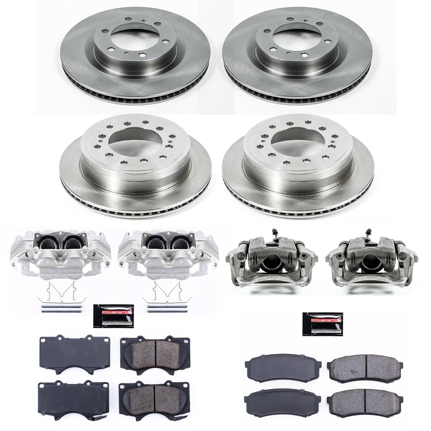Power Stop - KCOE5874 - Front and Rear - Disc Brake Pad/Caliper and Rotor Kit