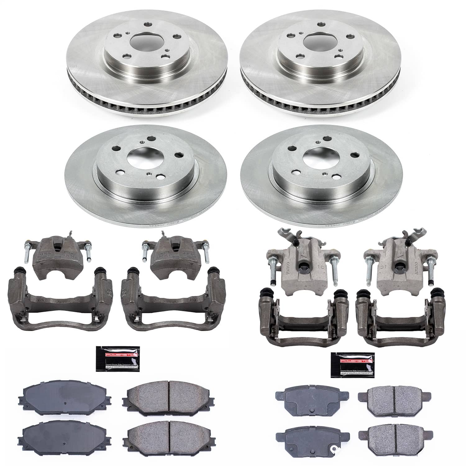 Power Stop - KCOE6076 - Front and Rear - Disc Brake Pad/Caliper and Rotor Kit